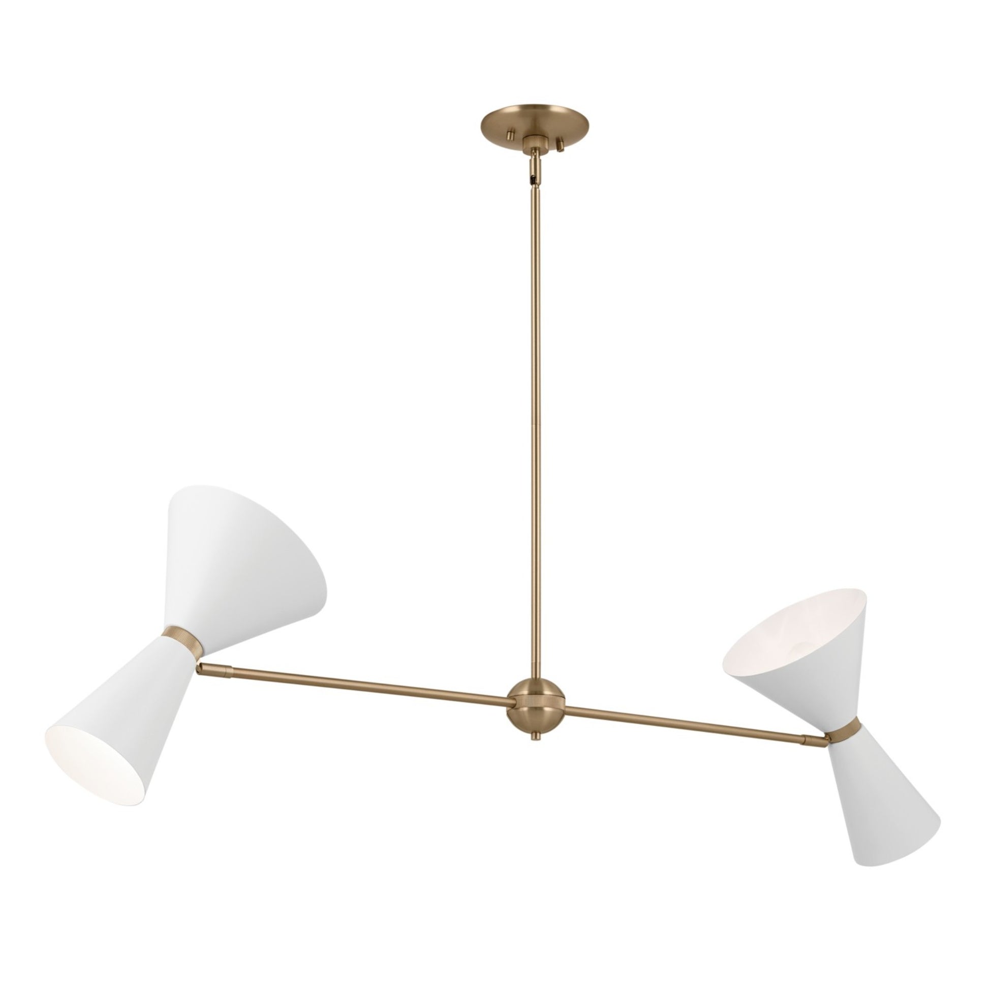 Phix 48" 4-Light Linear Chandelier, Champagne Bronze & White Finish - Bees Lighting