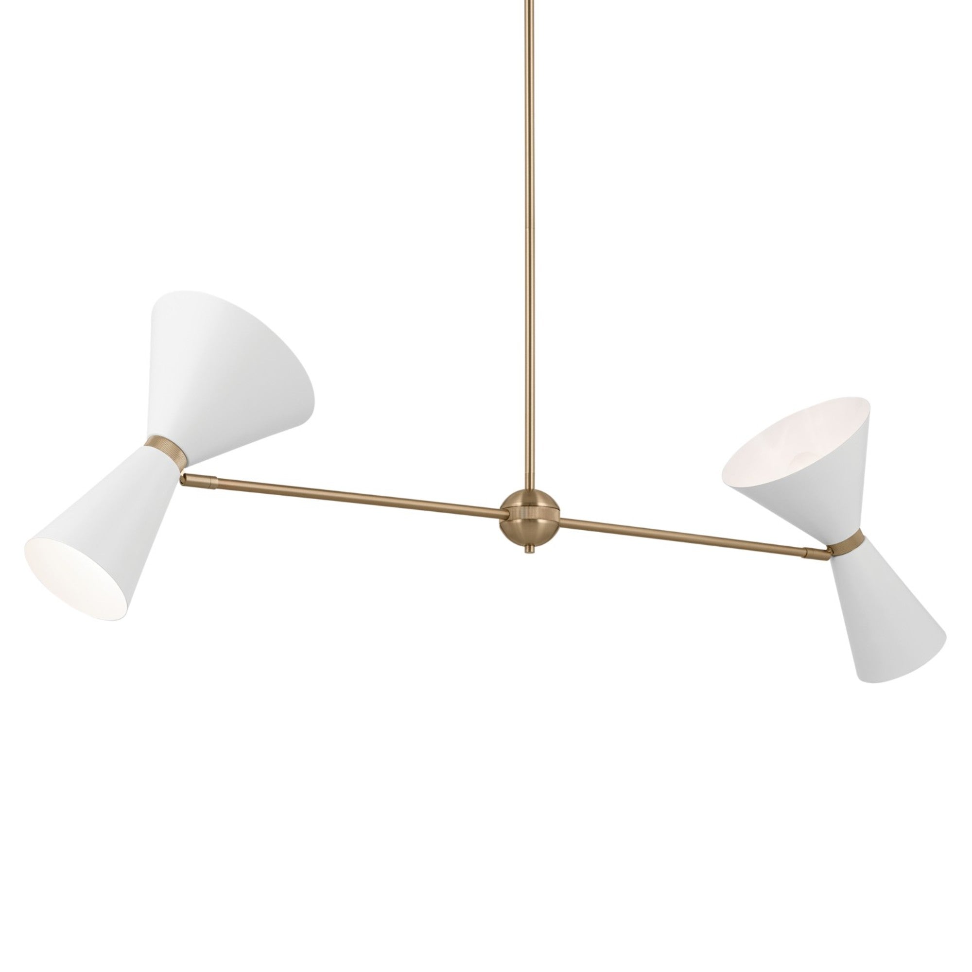 Phix 48" 4-Light Linear Chandelier, Champagne Bronze & White Finish - Bees Lighting