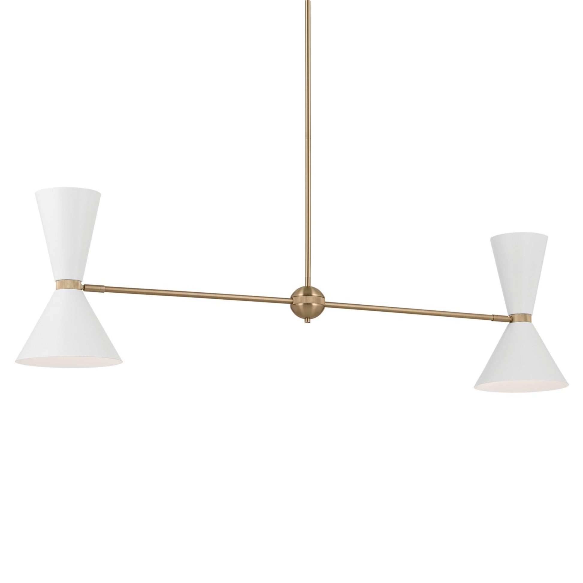 Phix 48" 4-Light Linear Chandelier, Champagne Bronze & White Finish - Bees Lighting