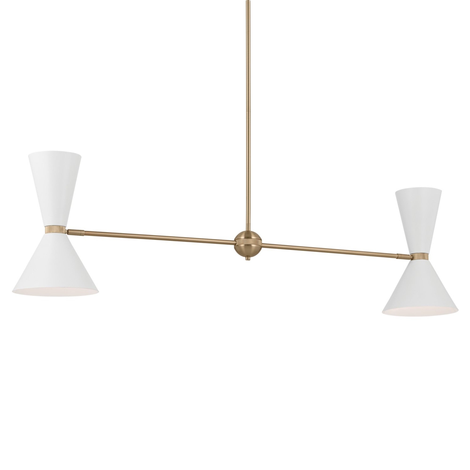 Phix 48" 4-Light Linear Chandelier, Champagne Bronze & White Finish - Bees Lighting