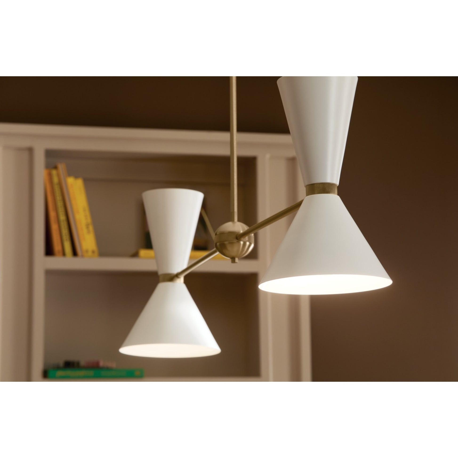 Phix 48" 4-Light Linear Chandelier, Champagne Bronze & White Finish - Bees Lighting