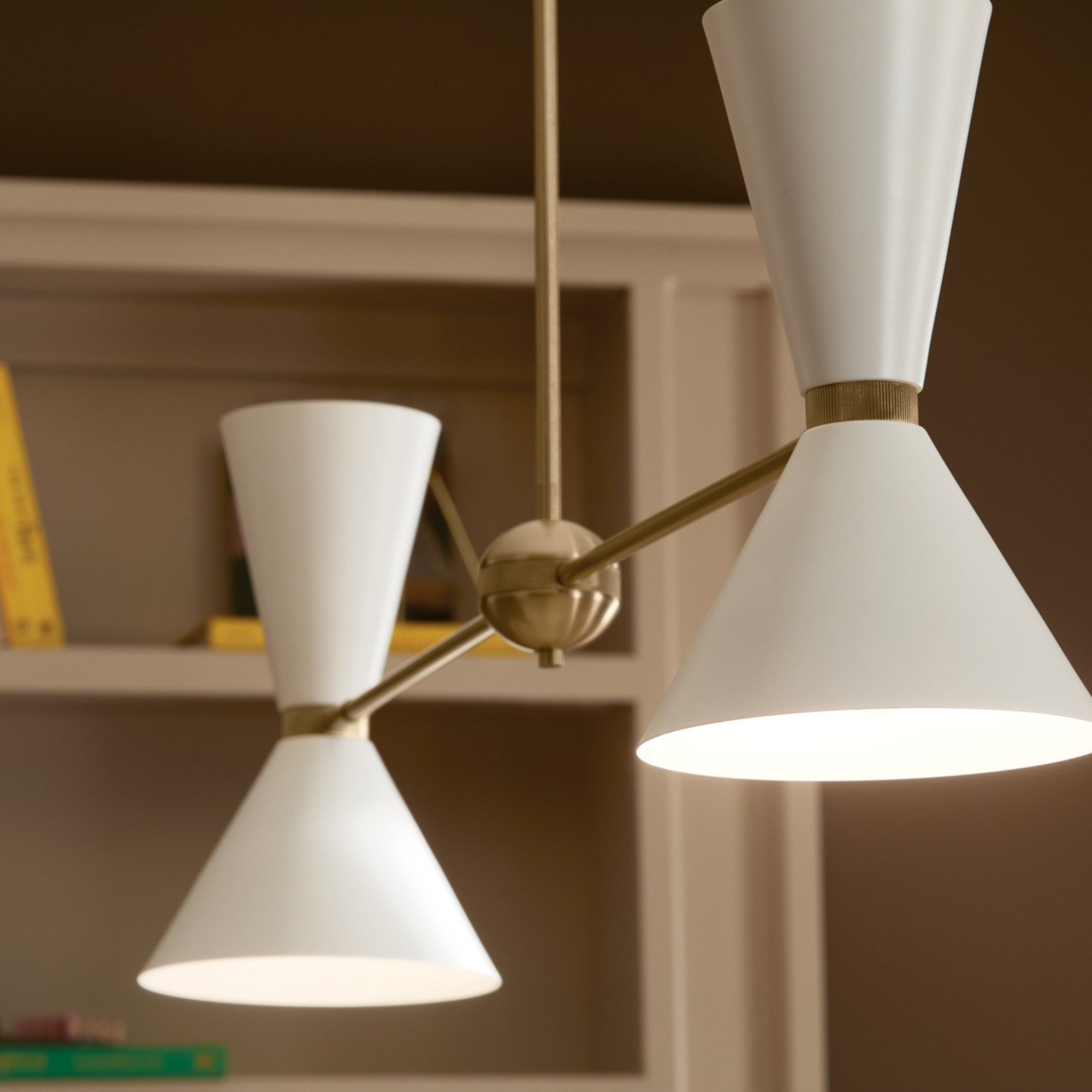 Phix 48" 4-Light Linear Chandelier, Champagne Bronze & White Finish - Bees Lighting