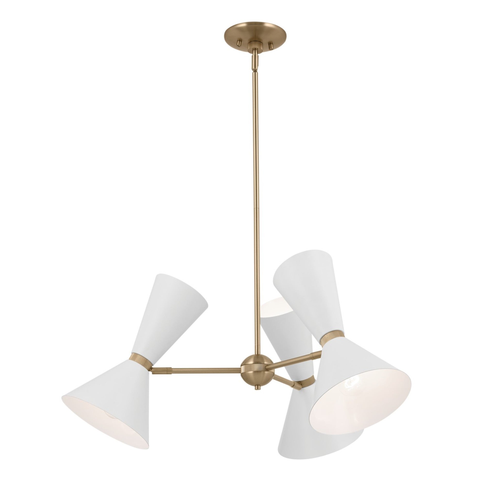 Phix 31" 6-Light Chandelier, Champagne Bronze & White Finish - Bees Lighting