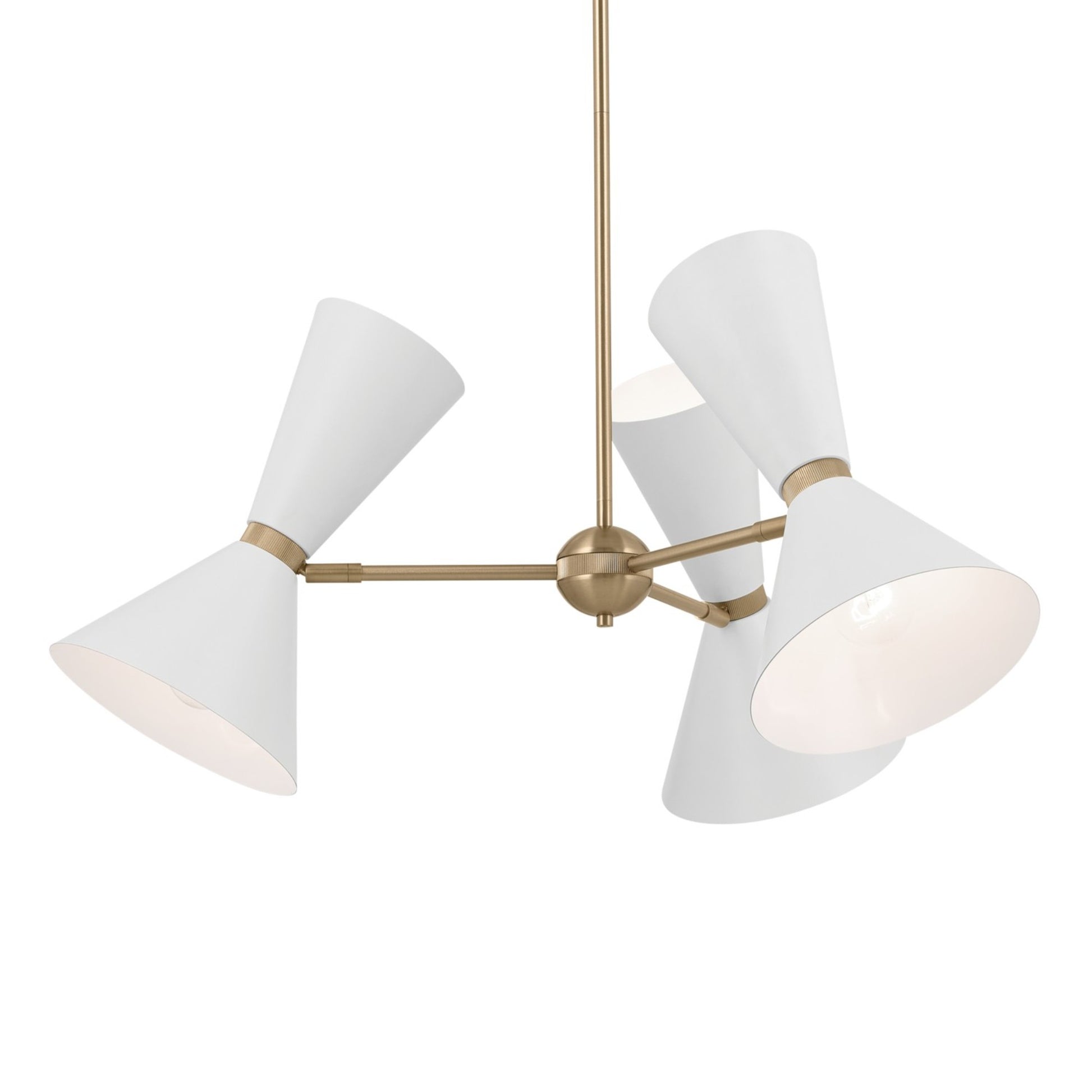 Phix 31" 6-Light Chandelier, Champagne Bronze & White Finish - Bees Lighting