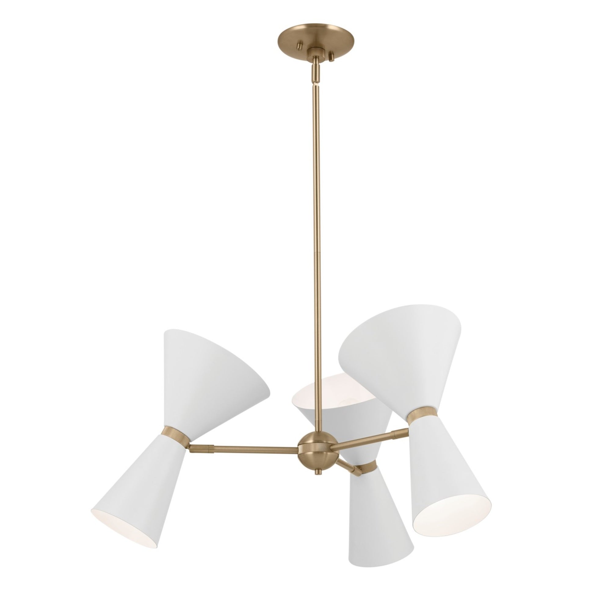Phix 31" 6-Light Chandelier, Champagne Bronze & White Finish - Bees Lighting