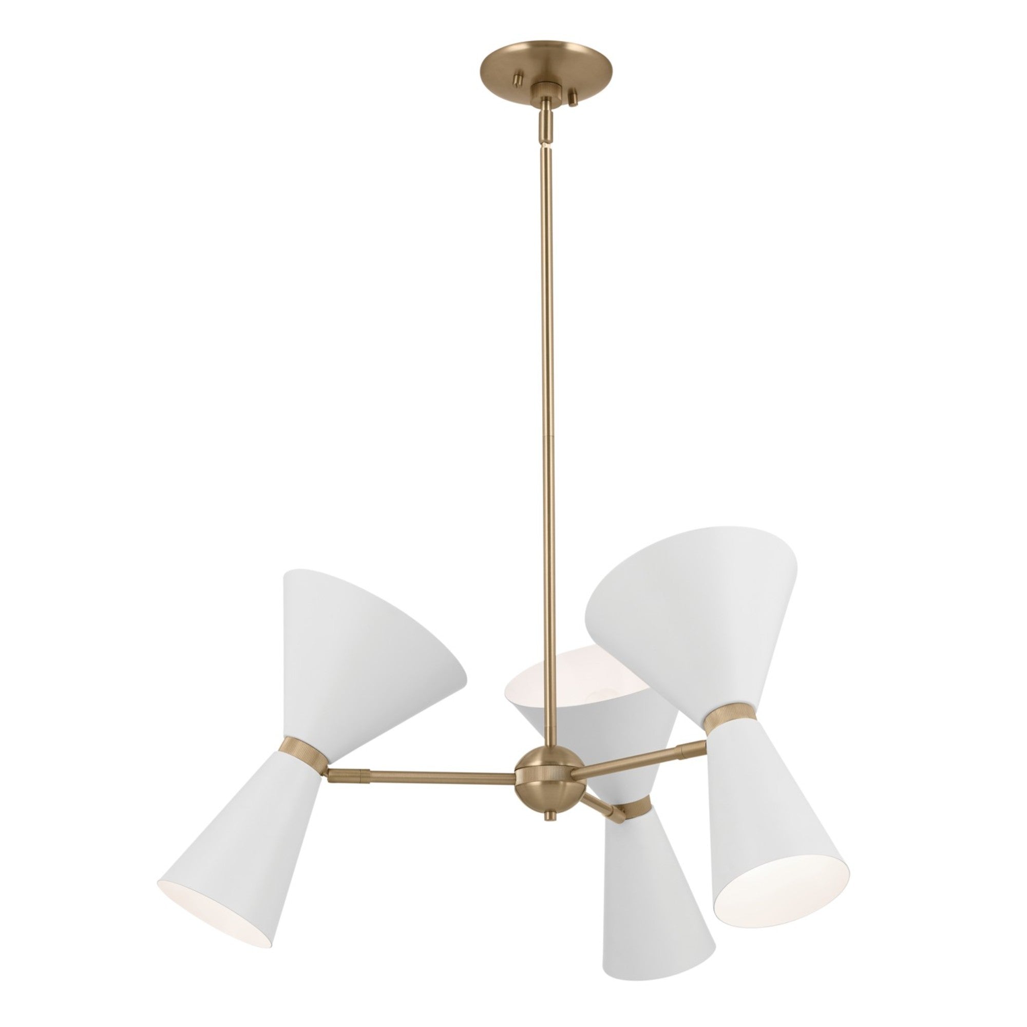 Phix 31" 6-Light Chandelier, Champagne Bronze & White Finish - Bees Lighting
