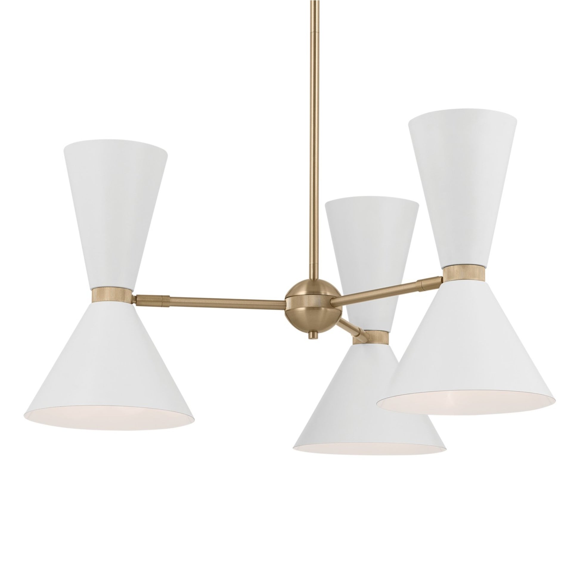 Phix 31" 6-Light Chandelier, Champagne Bronze & White Finish - Bees Lighting