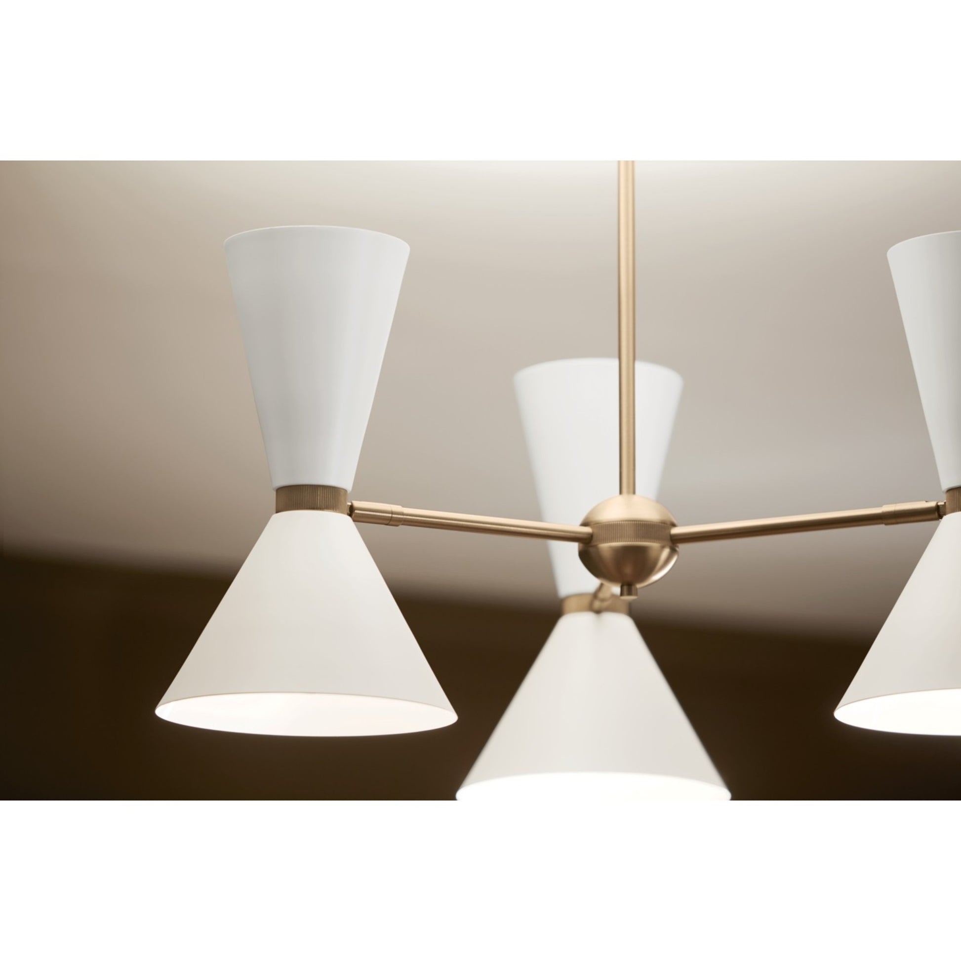 Phix 31" 6-Light Chandelier, Champagne Bronze & White Finish - Bees Lighting