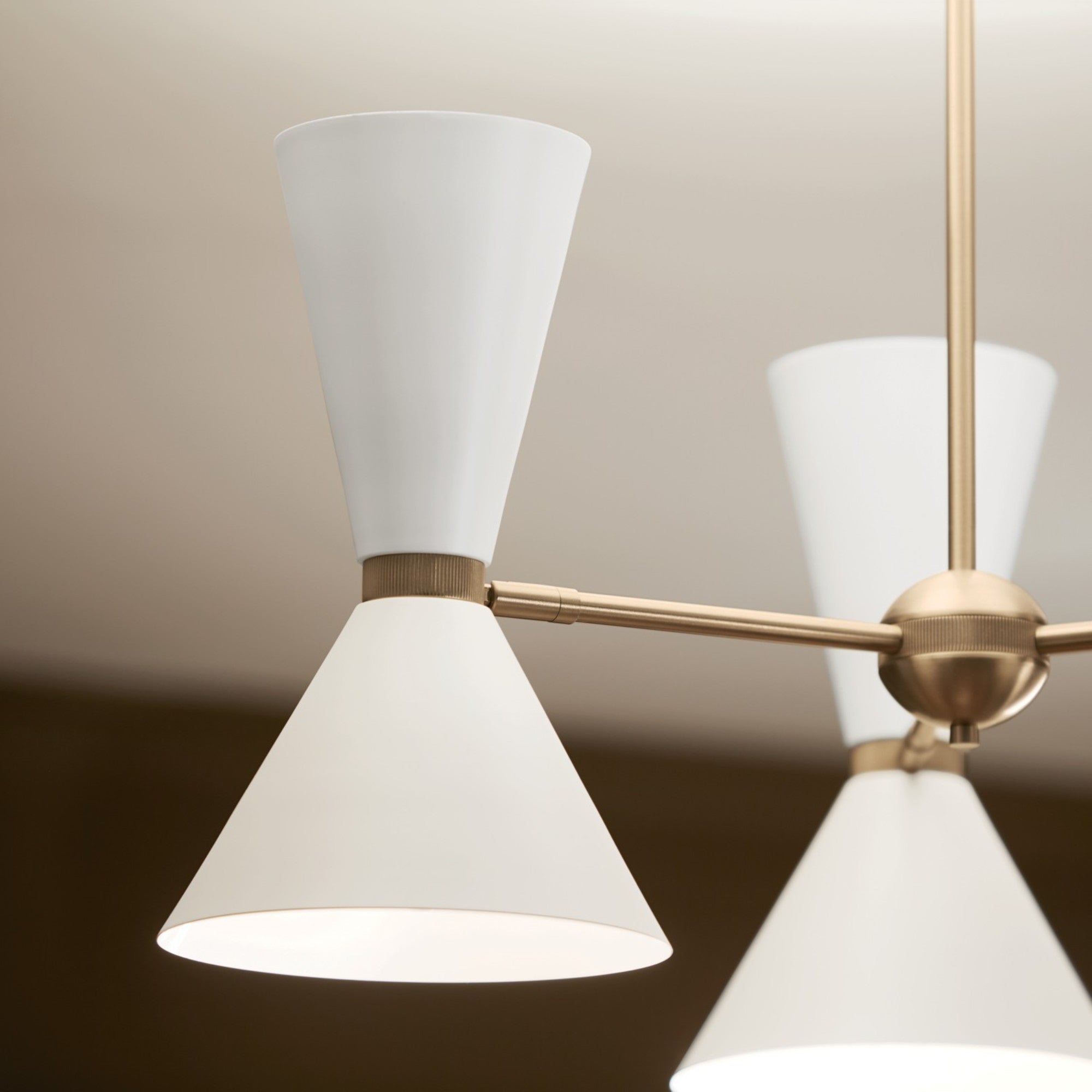 Phix 31" 6-Light Chandelier, Champagne Bronze & White Finish - Bees Lighting