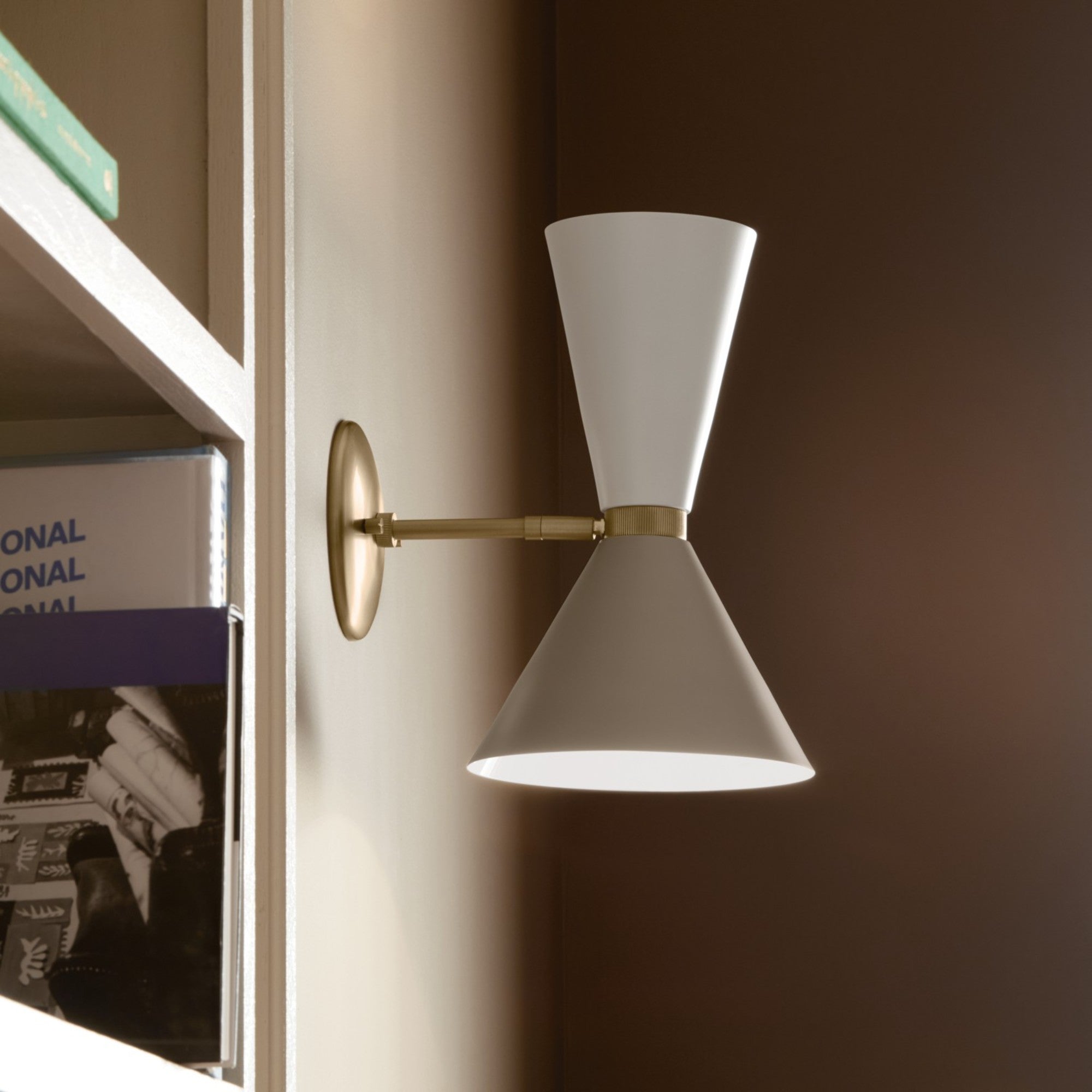Phix 14" 2-Light Wall Sconce, Champagne Bronze & Greige White Finish - Bees Lighting