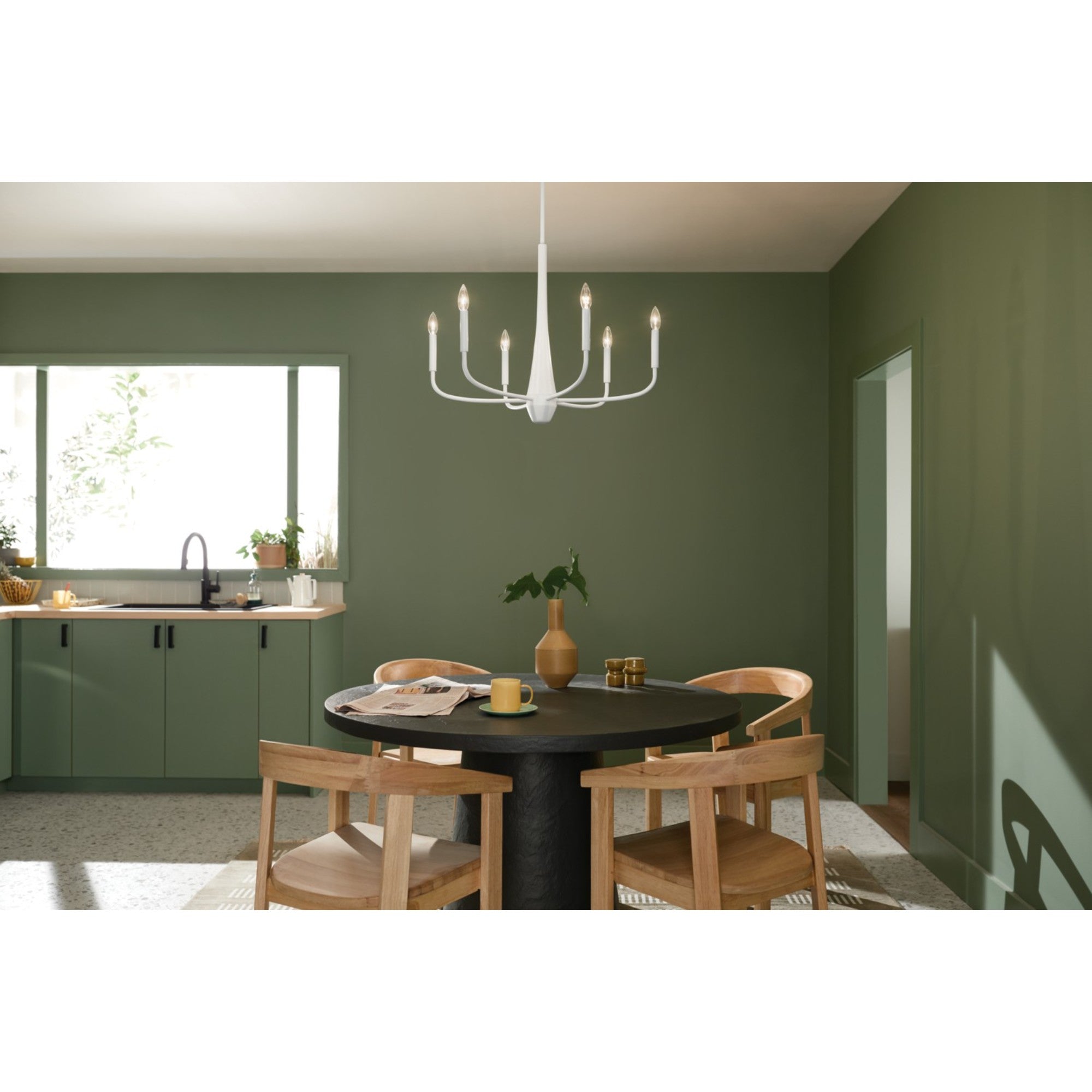 Deela 28" 6-Light Chandelier, White Finish - Bees Lighting