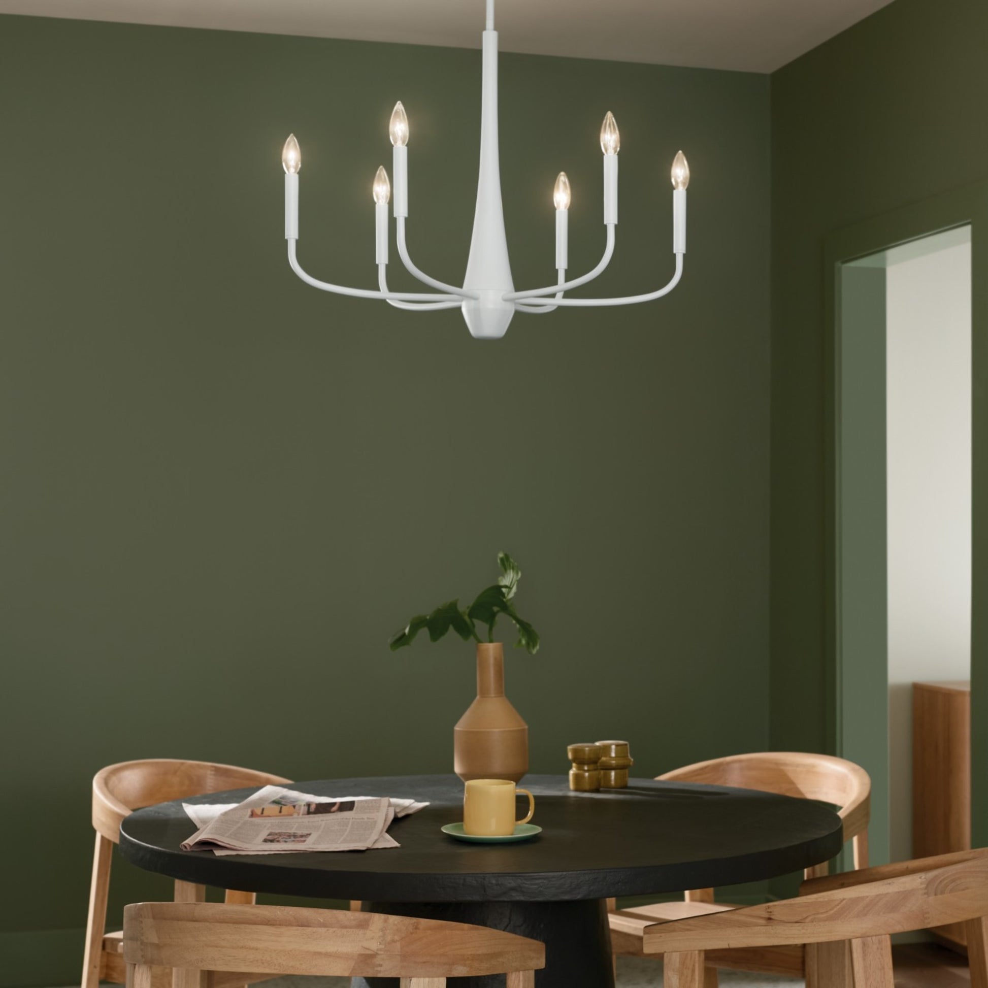 Deela 28" 6-Light Chandelier, White Finish - Bees Lighting