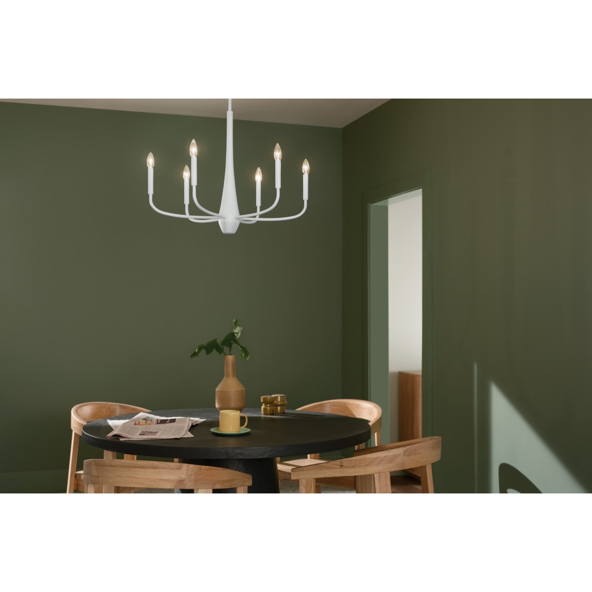 Deela 28" 6-Light Chandelier, White Finish - Bees Lighting