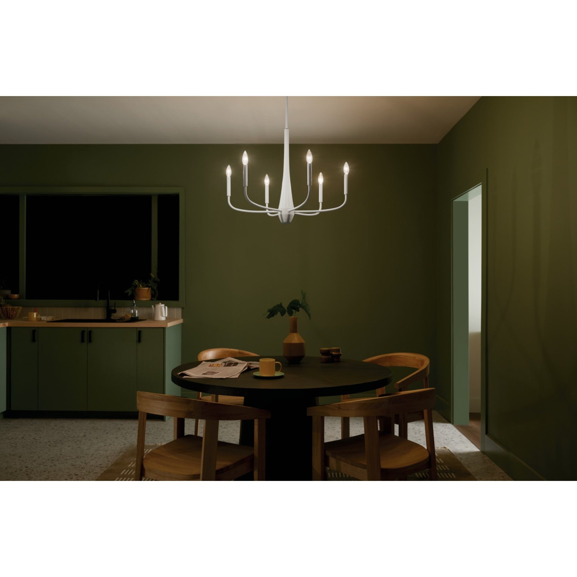 Deela 28" 6-Light Chandelier, White Finish - Bees Lighting