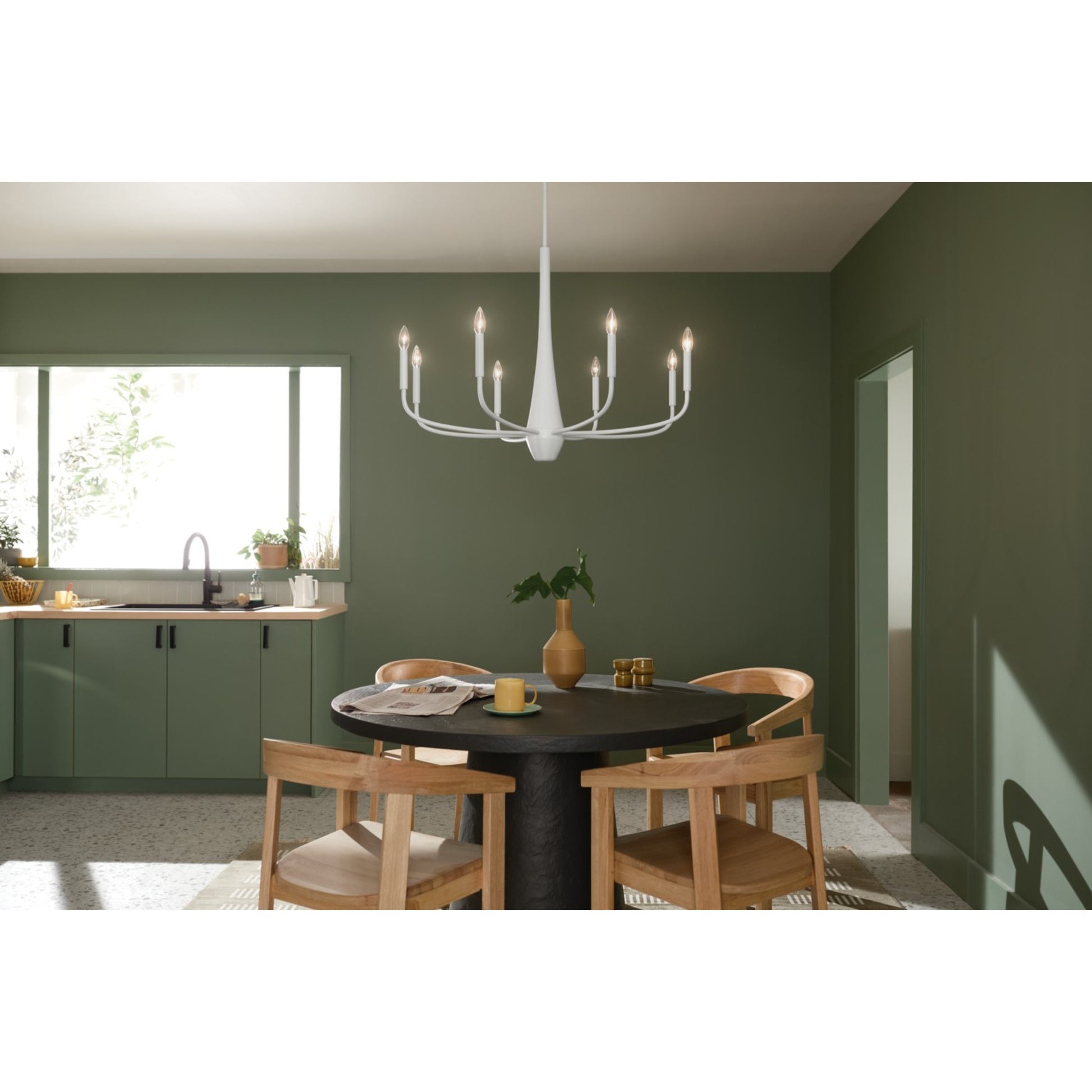 Deela 36" 8-Light Chandelier, White Finish - Bees Lighting