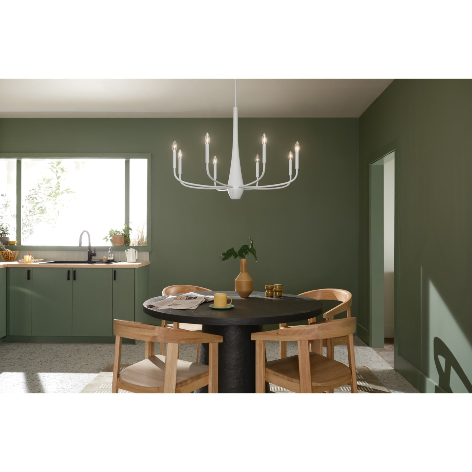 Deela 36" 8-Light Chandelier, White Finish - Bees Lighting