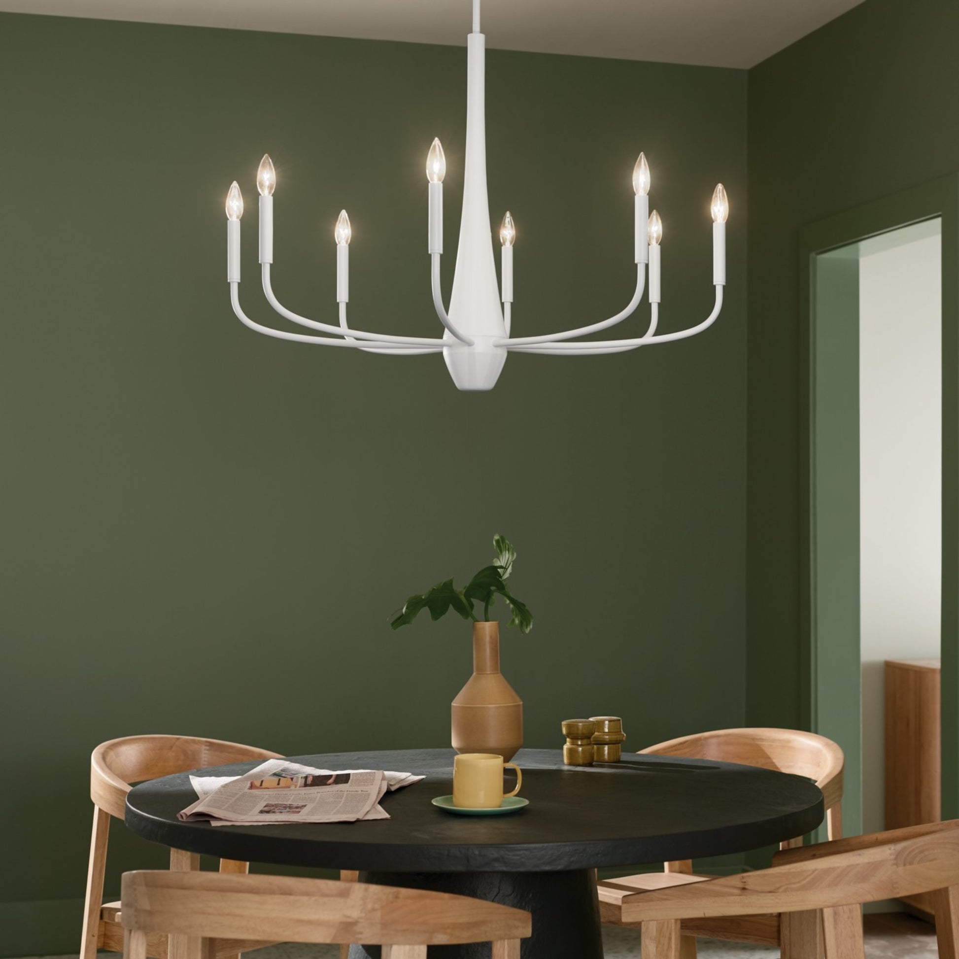 Deela 36" 8-Light Chandelier, White Finish - Bees Lighting