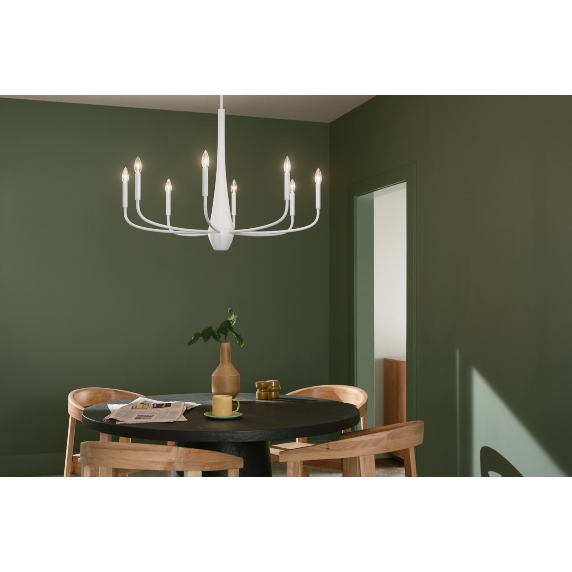Deela 36" 8-Light Chandelier, White Finish - Bees Lighting