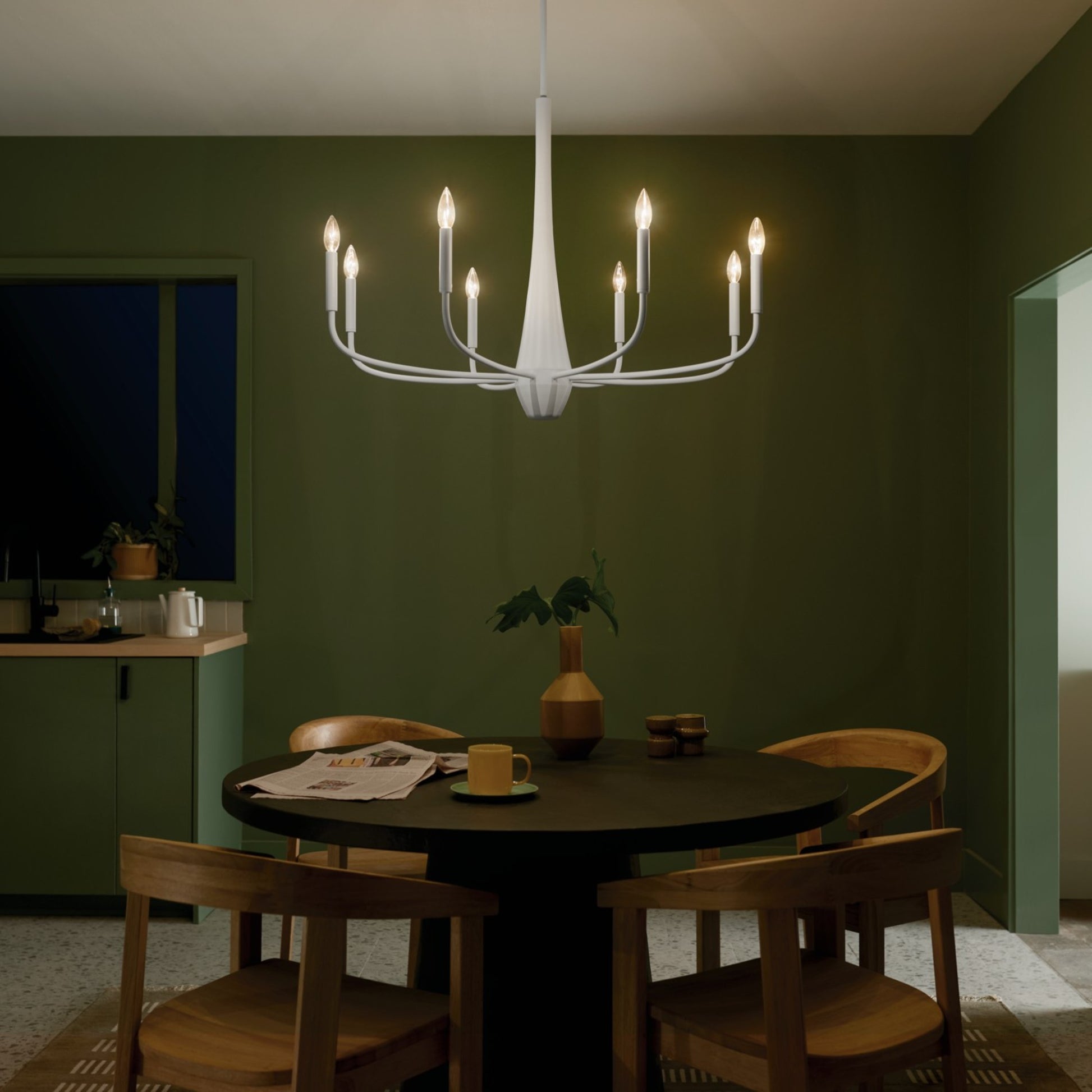 Deela 36" 8-Light Chandelier, White Finish - Bees Lighting