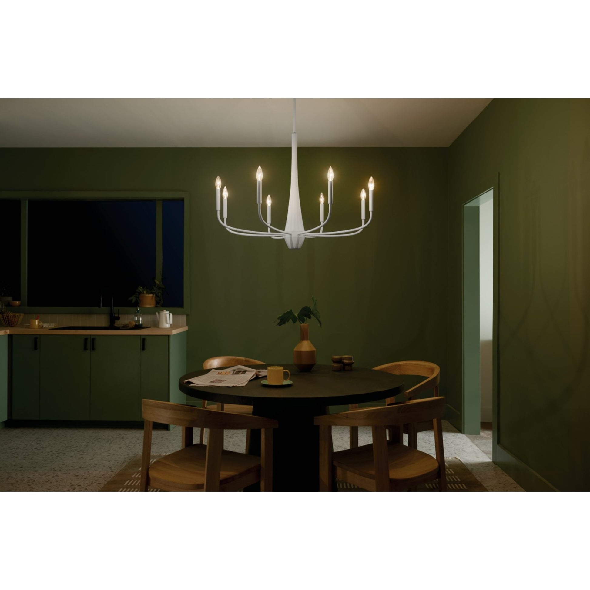 Deela 36" 8-Light Chandelier, White Finish - Bees Lighting
