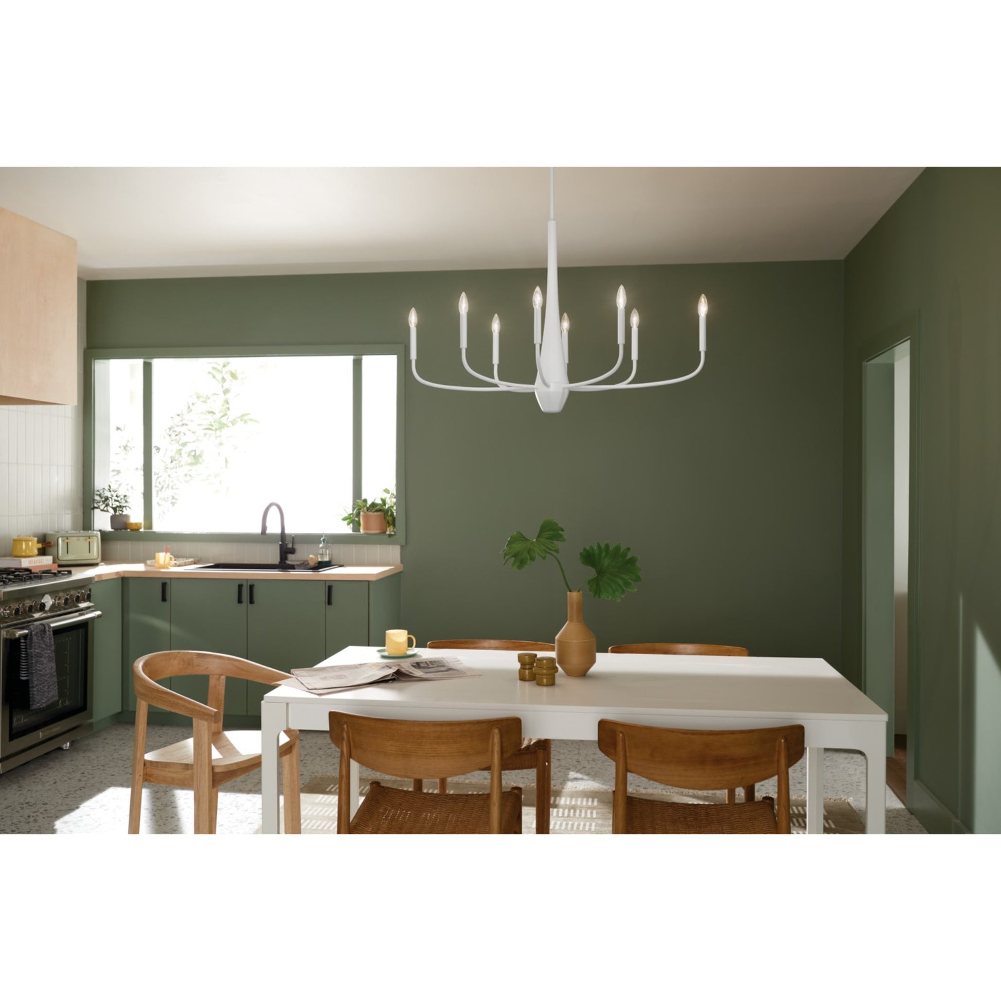 Deela 41" 8-Light Chandelier, White Finish - Bees Lighting