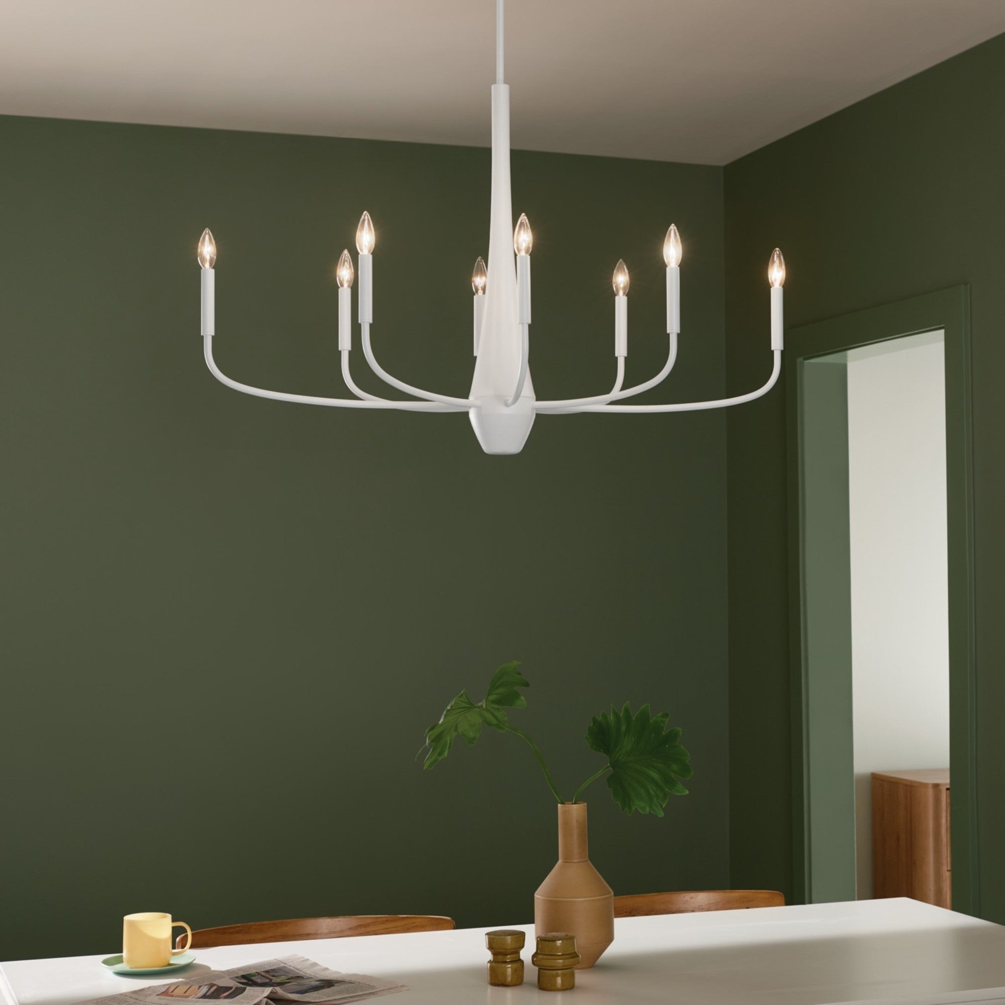 Deela 41" 8-Light Chandelier, White Finish - Bees Lighting