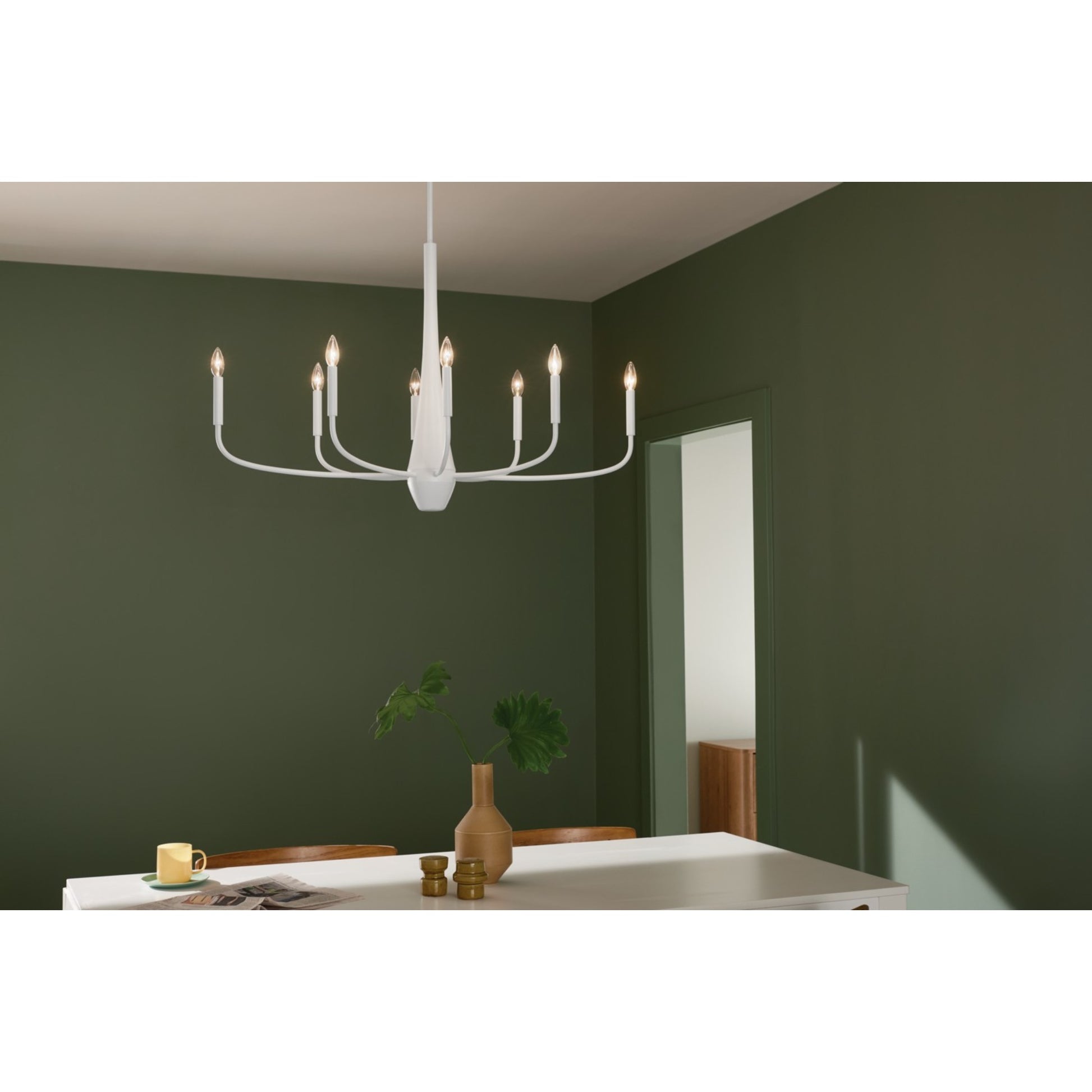 Deela 41" 8-Light Chandelier, White Finish - Bees Lighting
