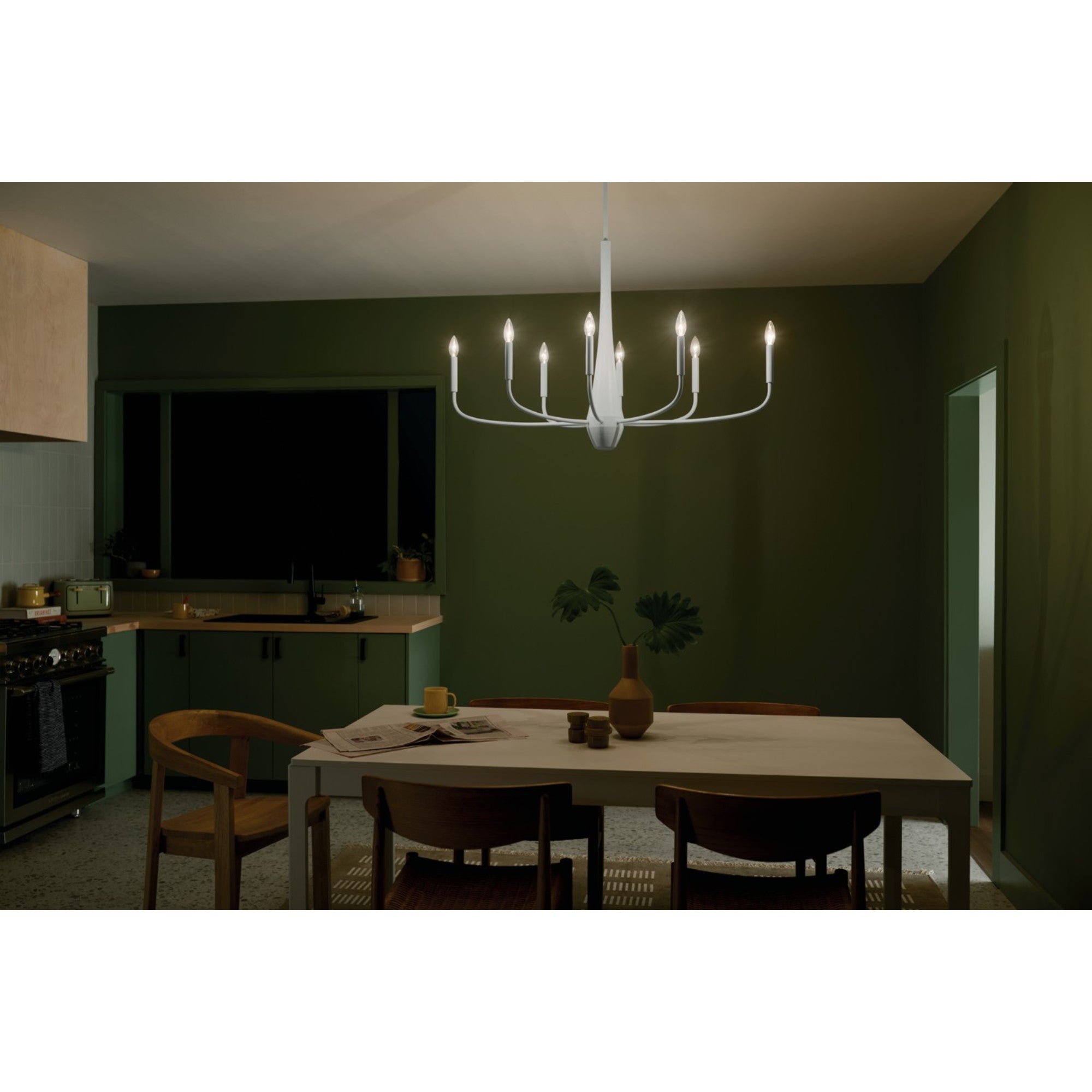 Deela 41" 8-Light Chandelier, White Finish - Bees Lighting