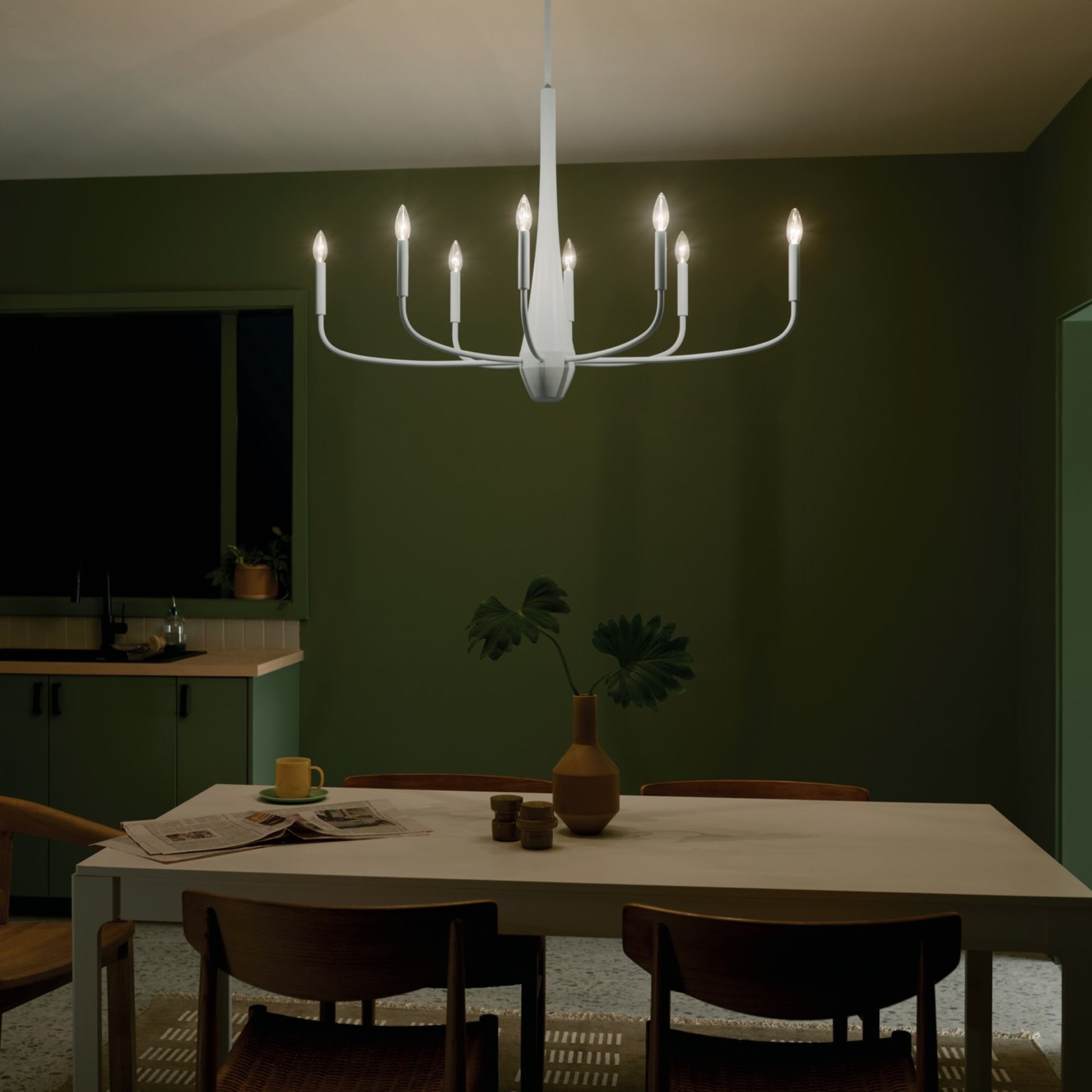 Deela 41" 8-Light Chandelier, White Finish - Bees Lighting