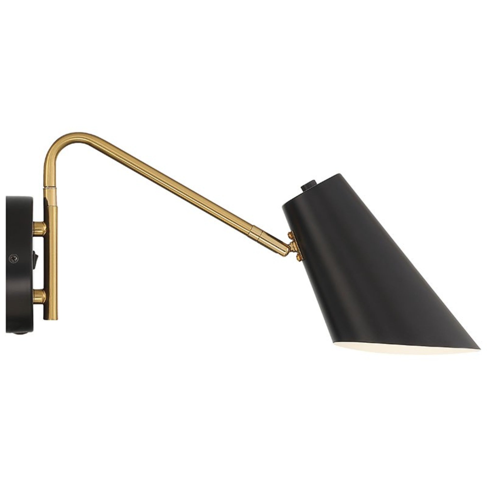 Barsa 7" LED Reading Light, Black / Antique Brushed Brass Finish - Bees Lighting