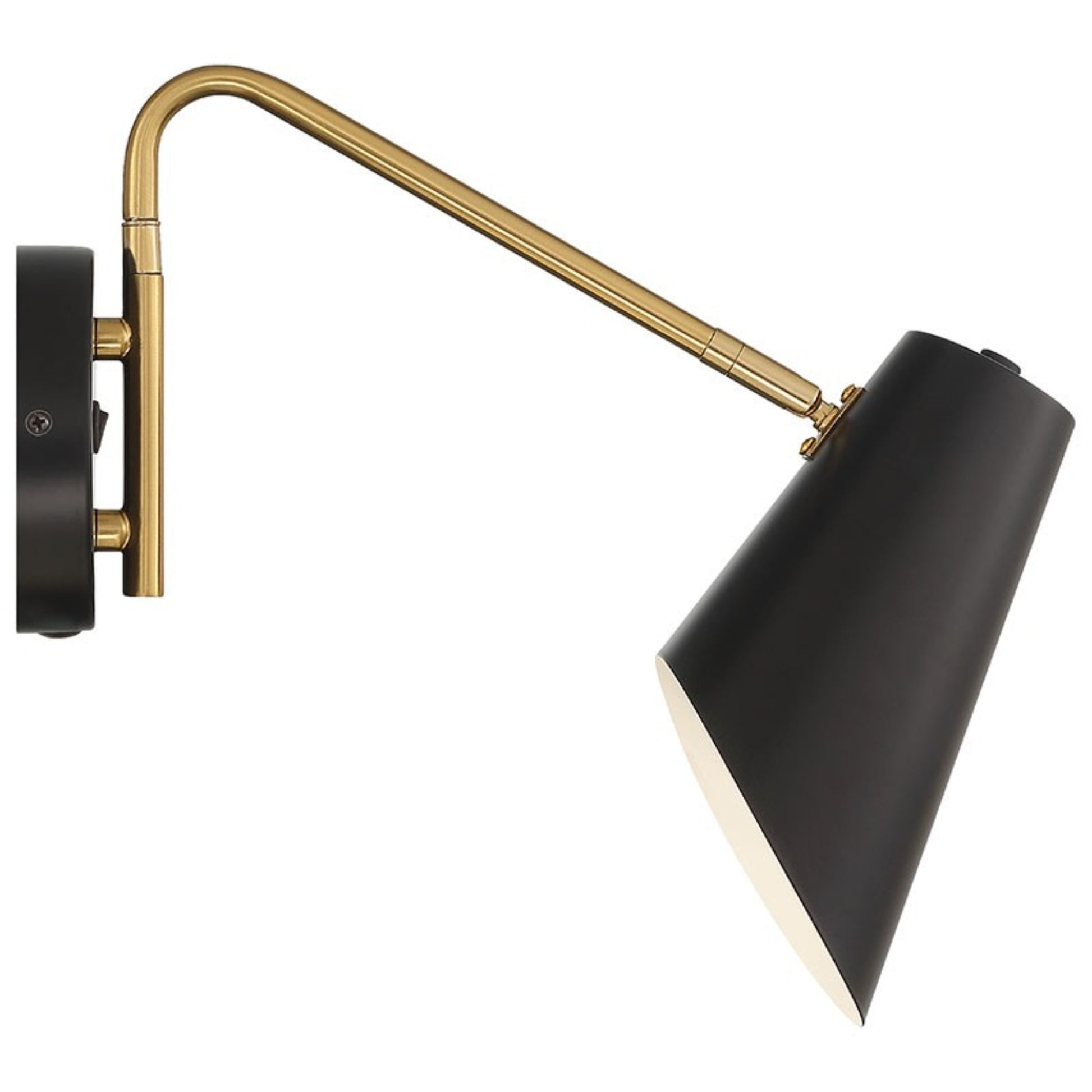 Barsa 7" LED Reading Light, Black / Antique Brushed Brass Finish - Bees Lighting