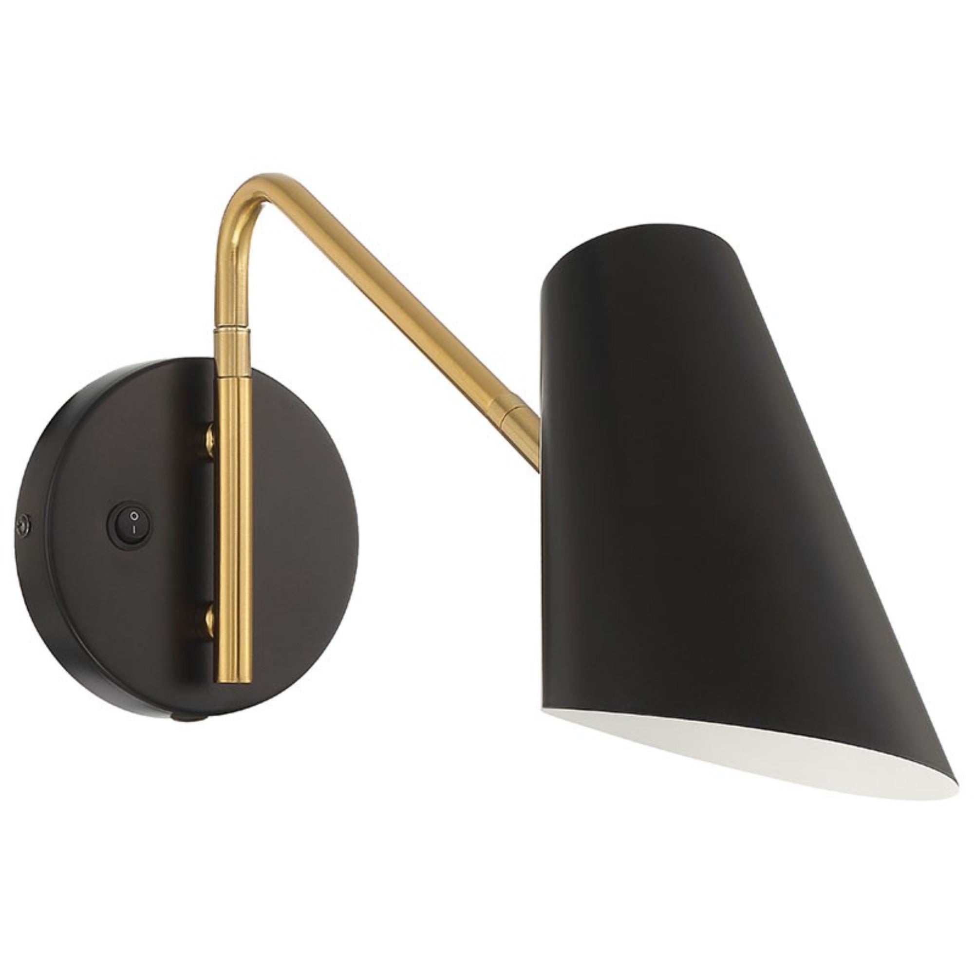 Barsa 7" LED Reading Light, Black / Antique Brushed Brass Finish - Bees Lighting