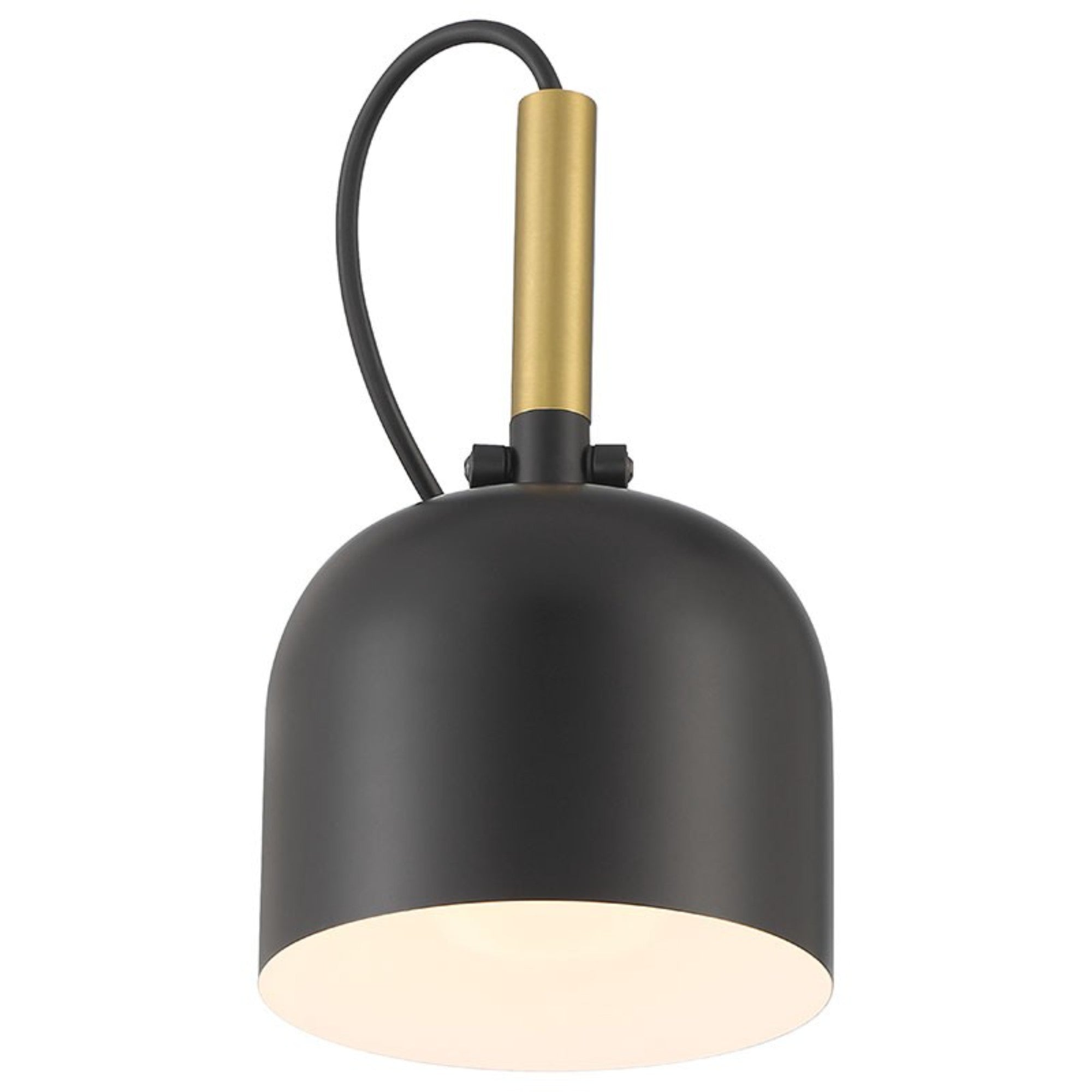 Porto 10" LED Reading Light, Black with Antique Brushed Brass Finish - Bees Lighting