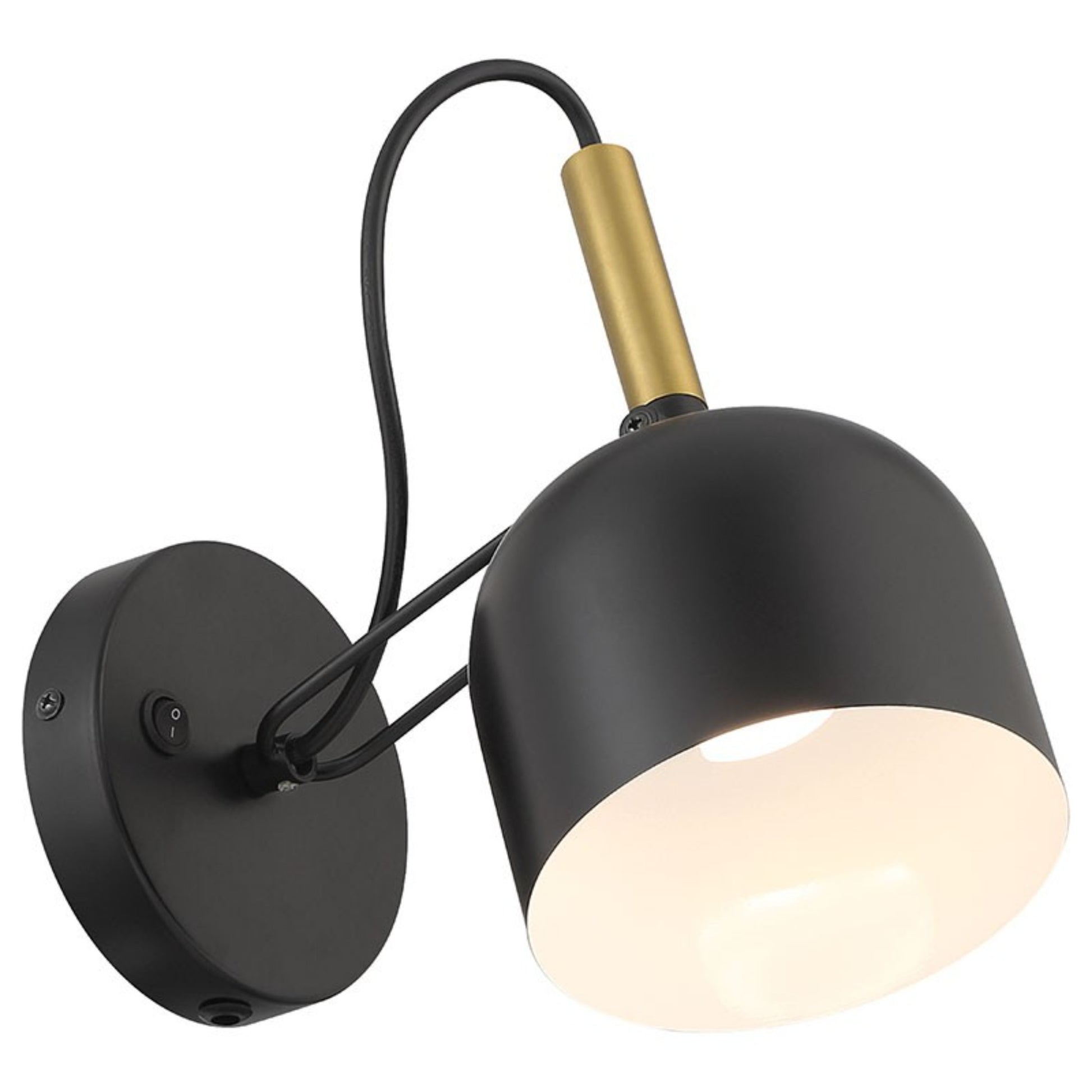 Porto 10" LED Reading Light, Black with Antique Brushed Brass Finish - Bees Lighting