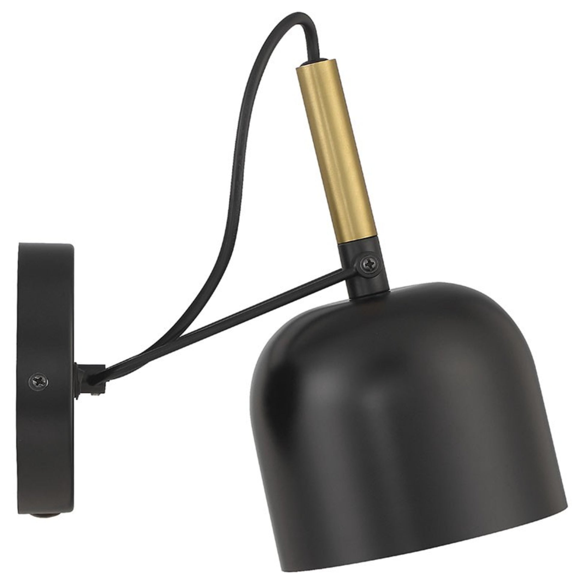 Porto 10" LED Reading Light, Black with Antique Brushed Brass Finish - Bees Lighting