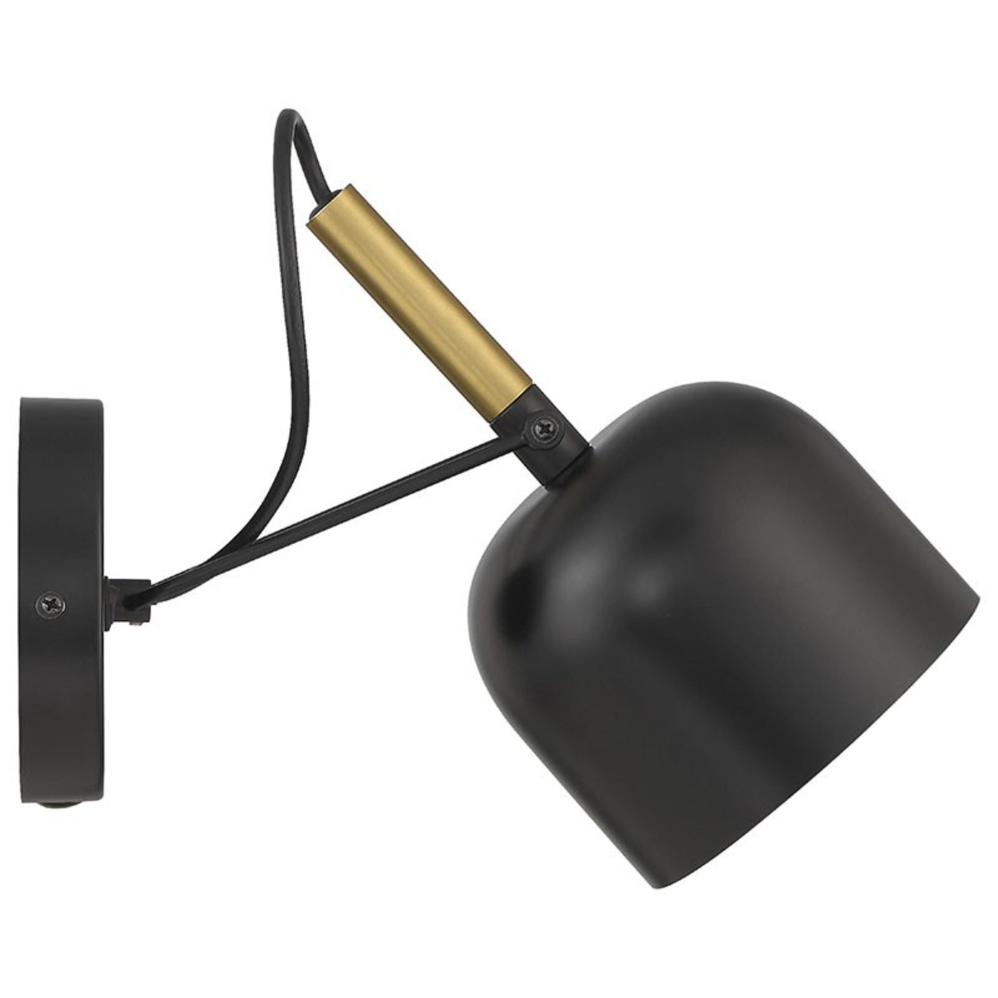 Porto 10" LED Reading Light, Black with Antique Brushed Brass Finish - Bees Lighting