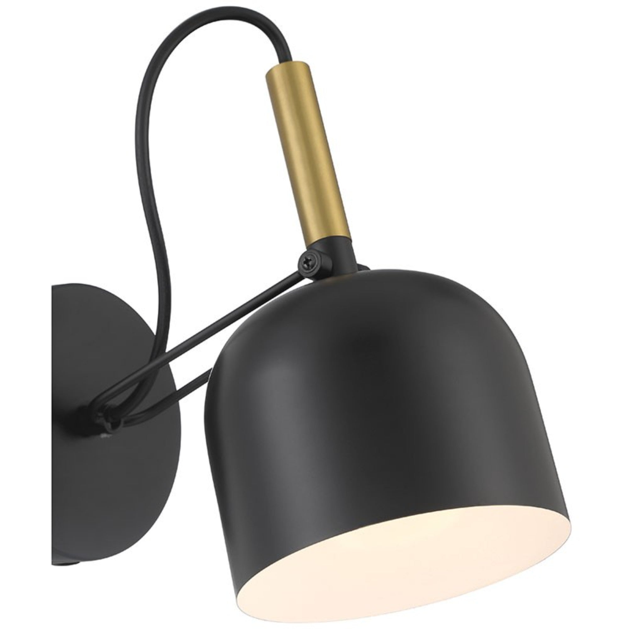 Porto 10" LED Reading Light, Black with Antique Brushed Brass Finish - Bees Lighting