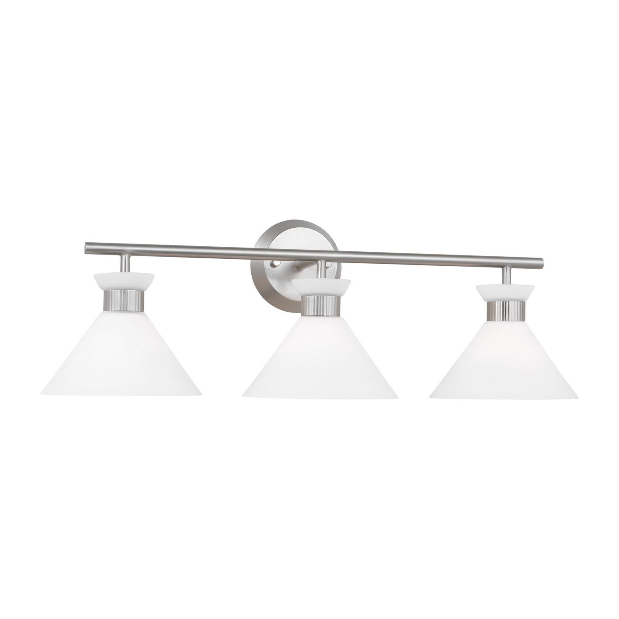 Belcarra 27" 3-Light Bathroom Vanity, Brushed Steel Finish - Bees Lighting