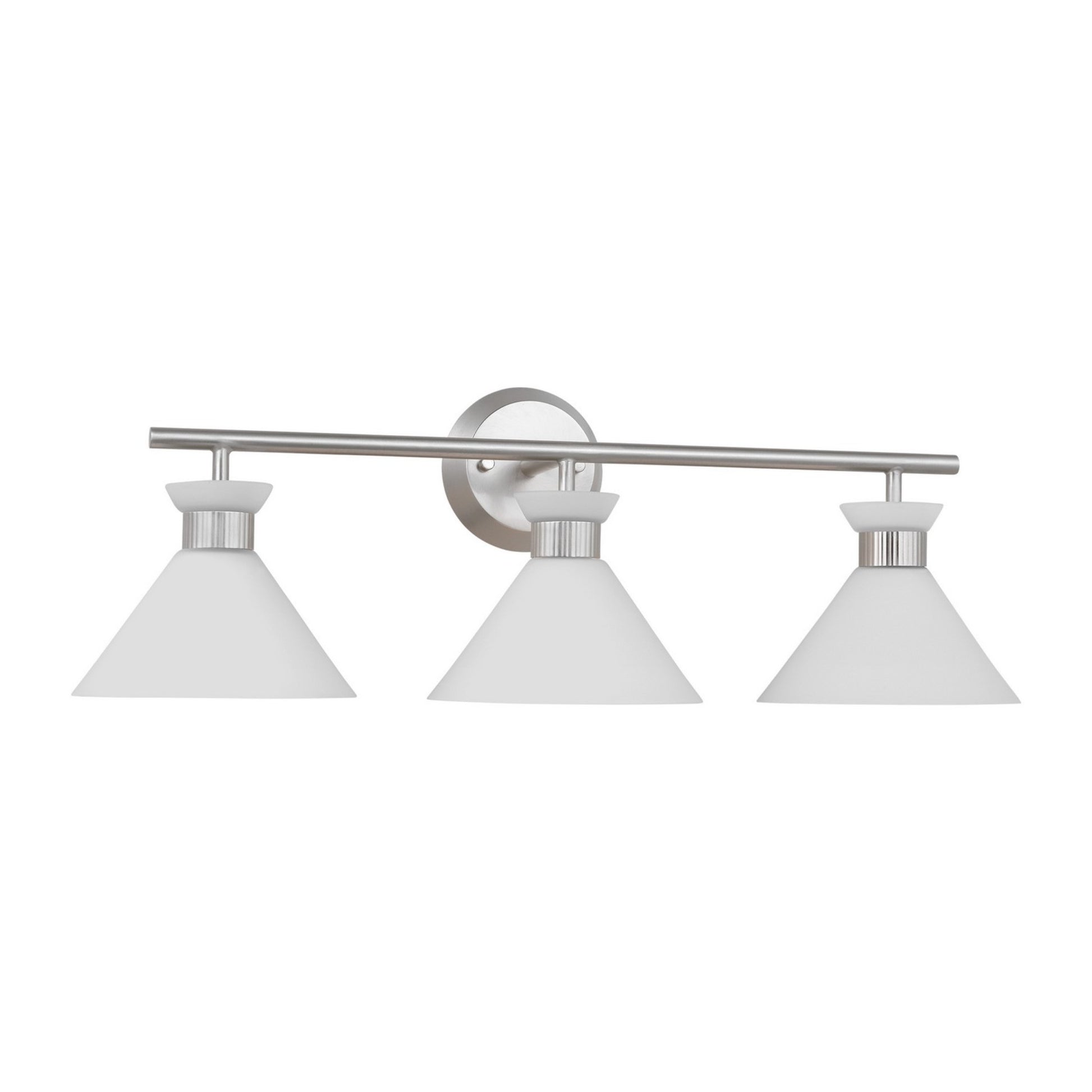 Belcarra 27" 3-Light Bathroom Vanity, Brushed Steel Finish - Bees Lighting