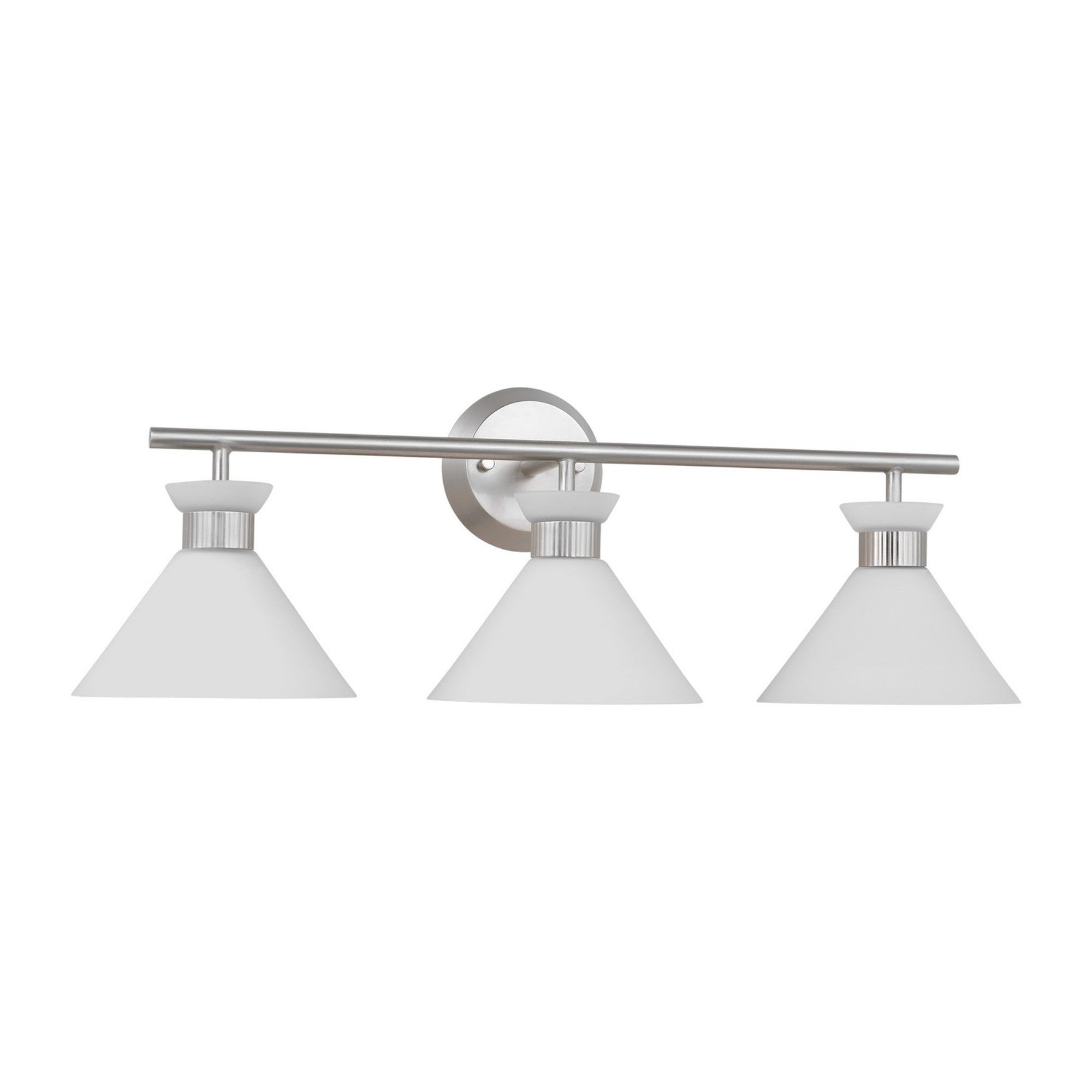 Belcarra 27" 3-Light Bathroom Vanity, Brushed Steel Finish - Bees Lighting
