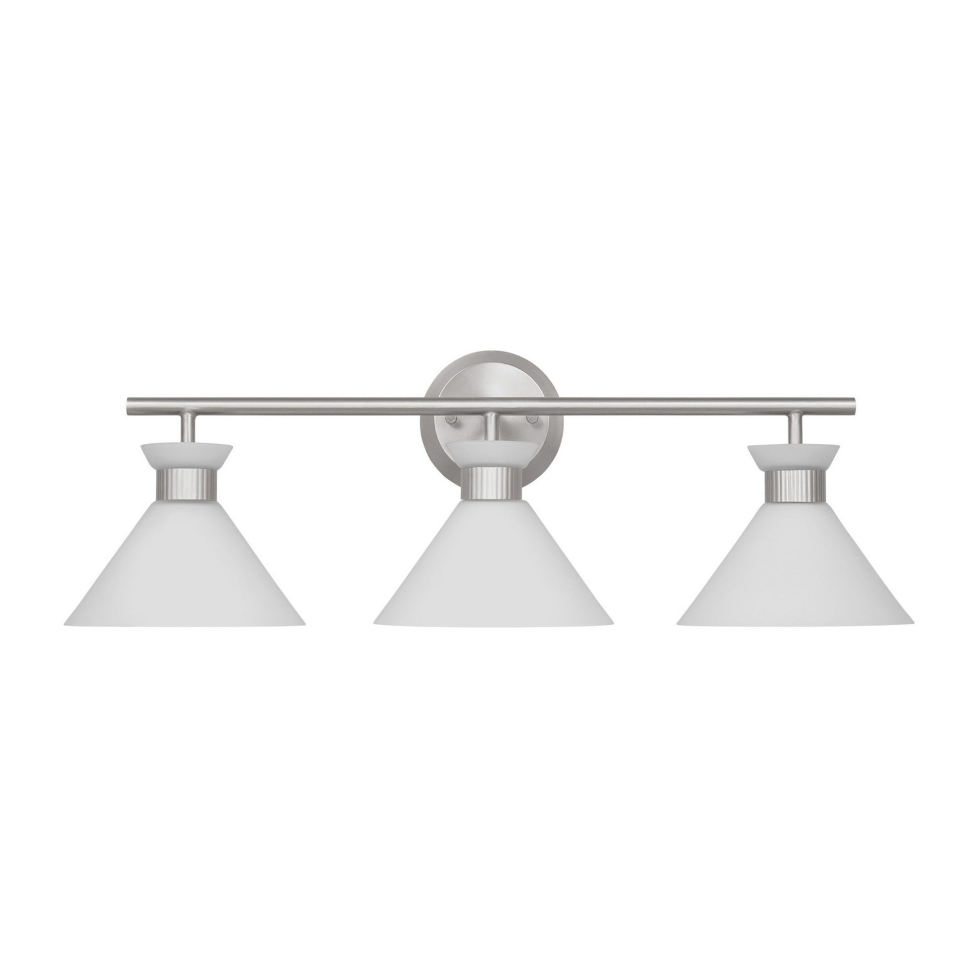 Belcarra 27" 3-Light Bathroom Vanity, Brushed Steel Finish - Bees Lighting