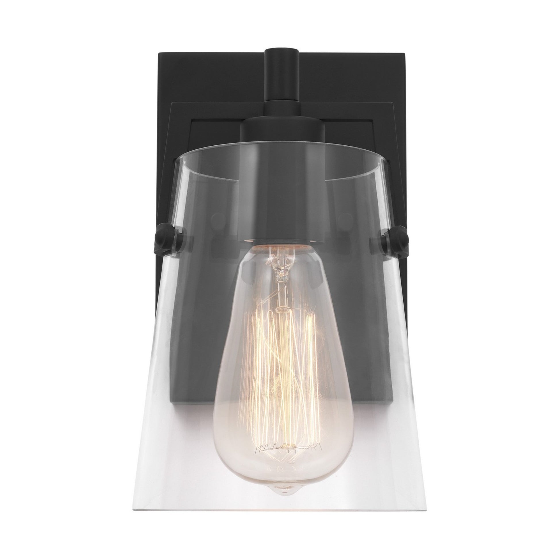 Crofton 9" Bathroom Sconce, Midnight Black Finish with Clear Glass - Bees Lighting