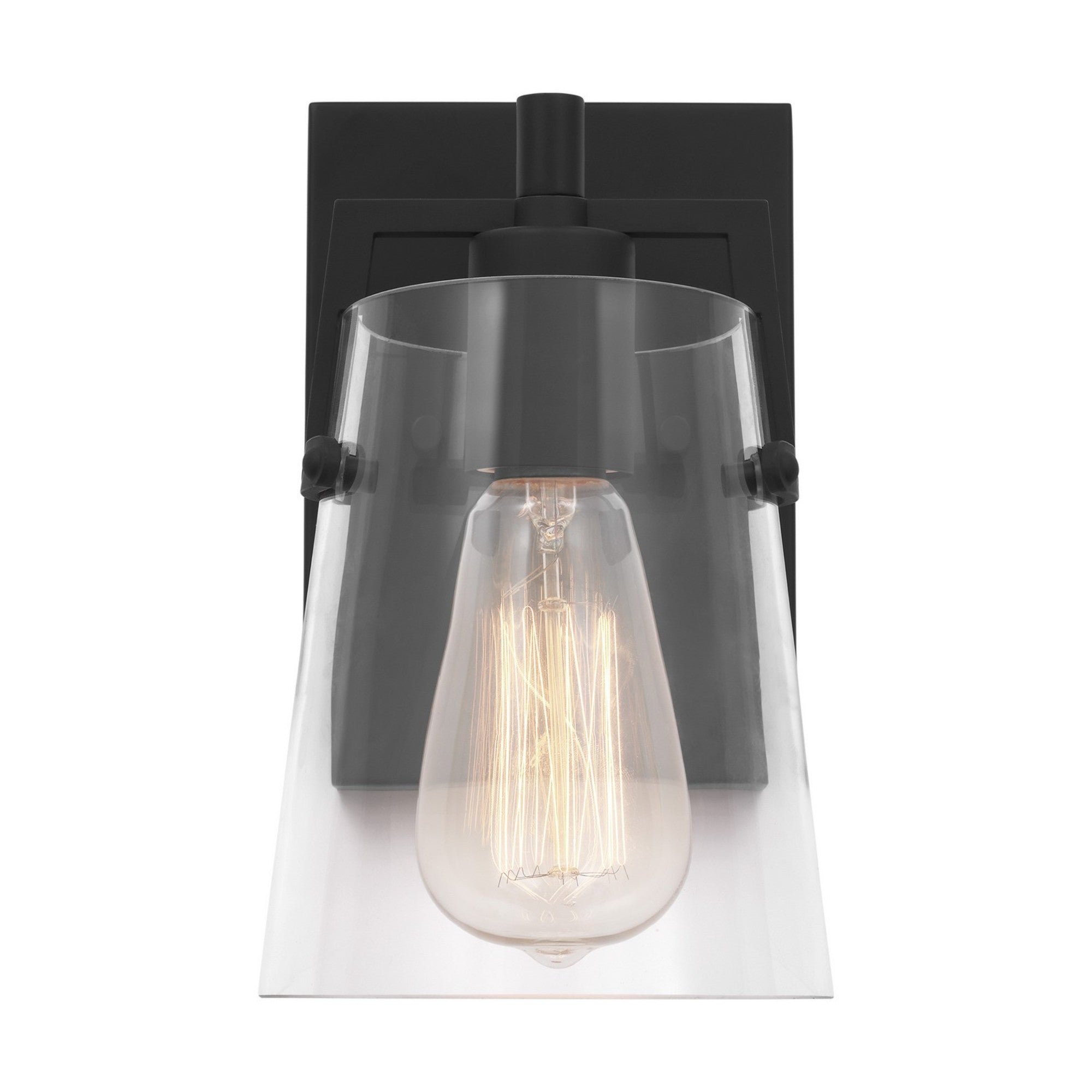 Crofton 9" Bathroom Sconce, Midnight Black Finish with Clear Glass - Bees Lighting