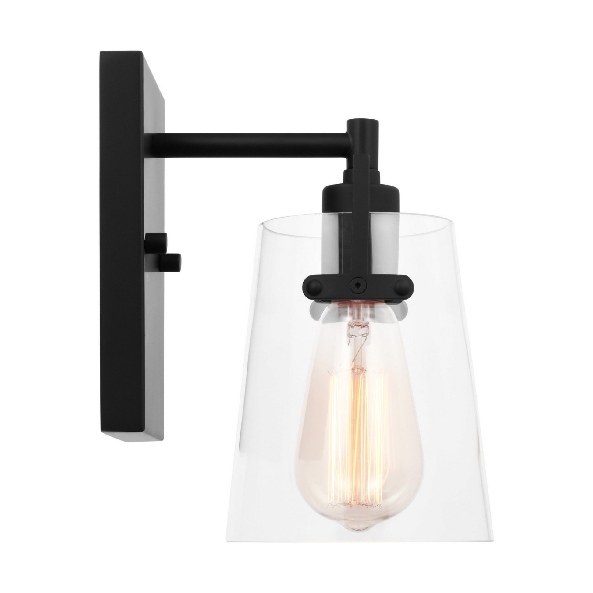 Crofton 9" Bathroom Sconce, Midnight Black Finish with Clear Glass - Bees Lighting