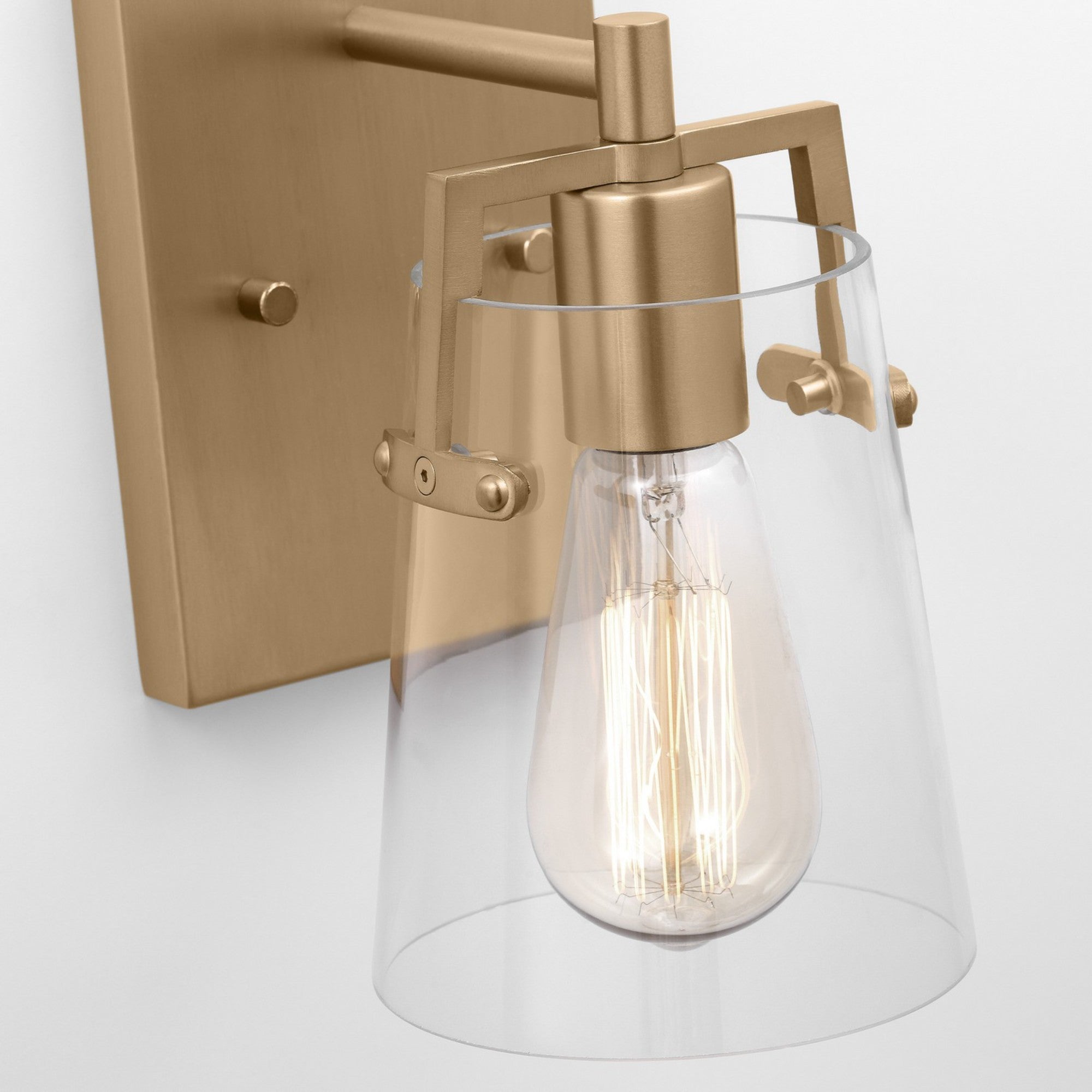 Crofton 9" Bathroom Sconce, Satin Brass Finish with Clear Glass - Bees Lighting