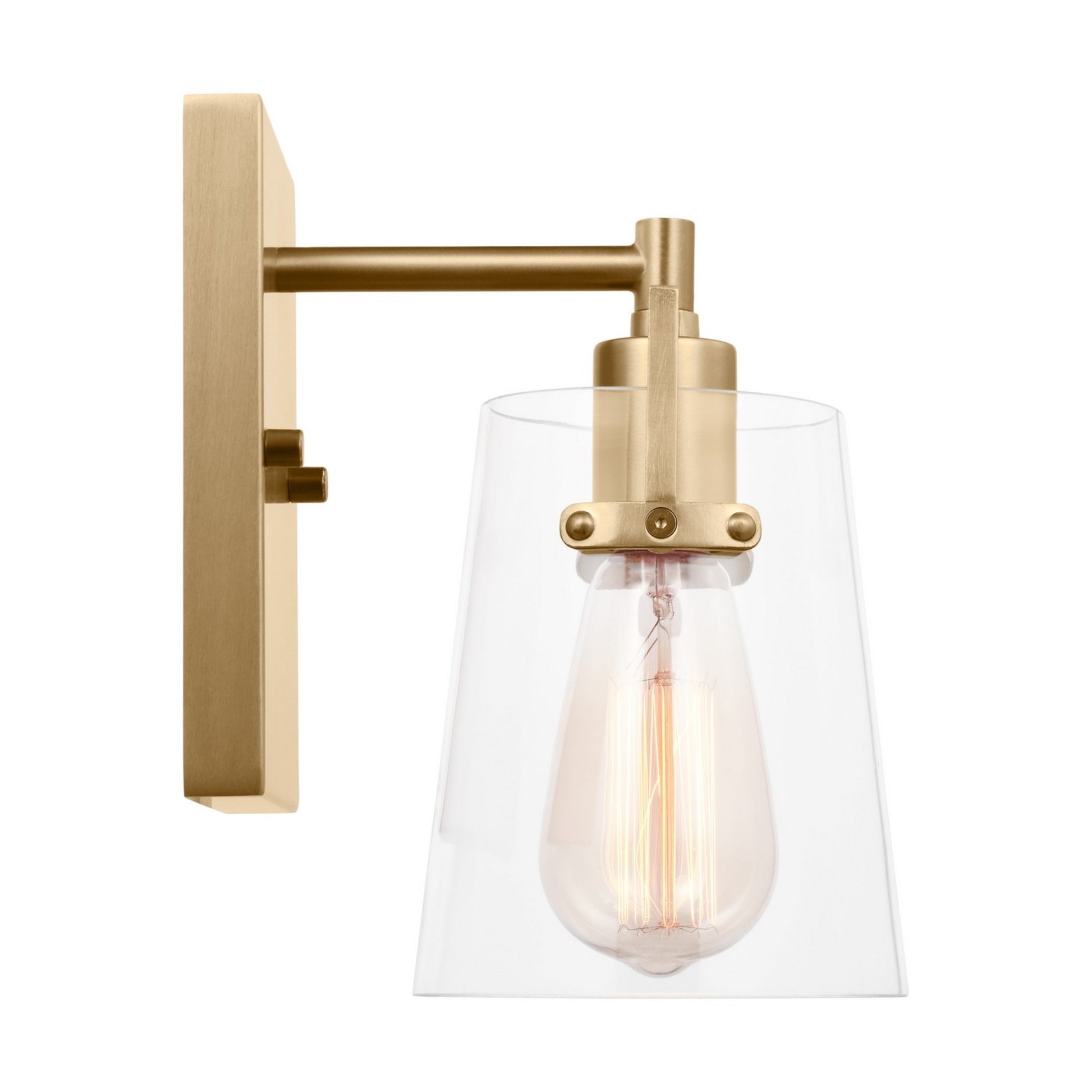 Crofton 9" Bathroom Sconce, Satin Brass Finish with Clear Glass - Bees Lighting