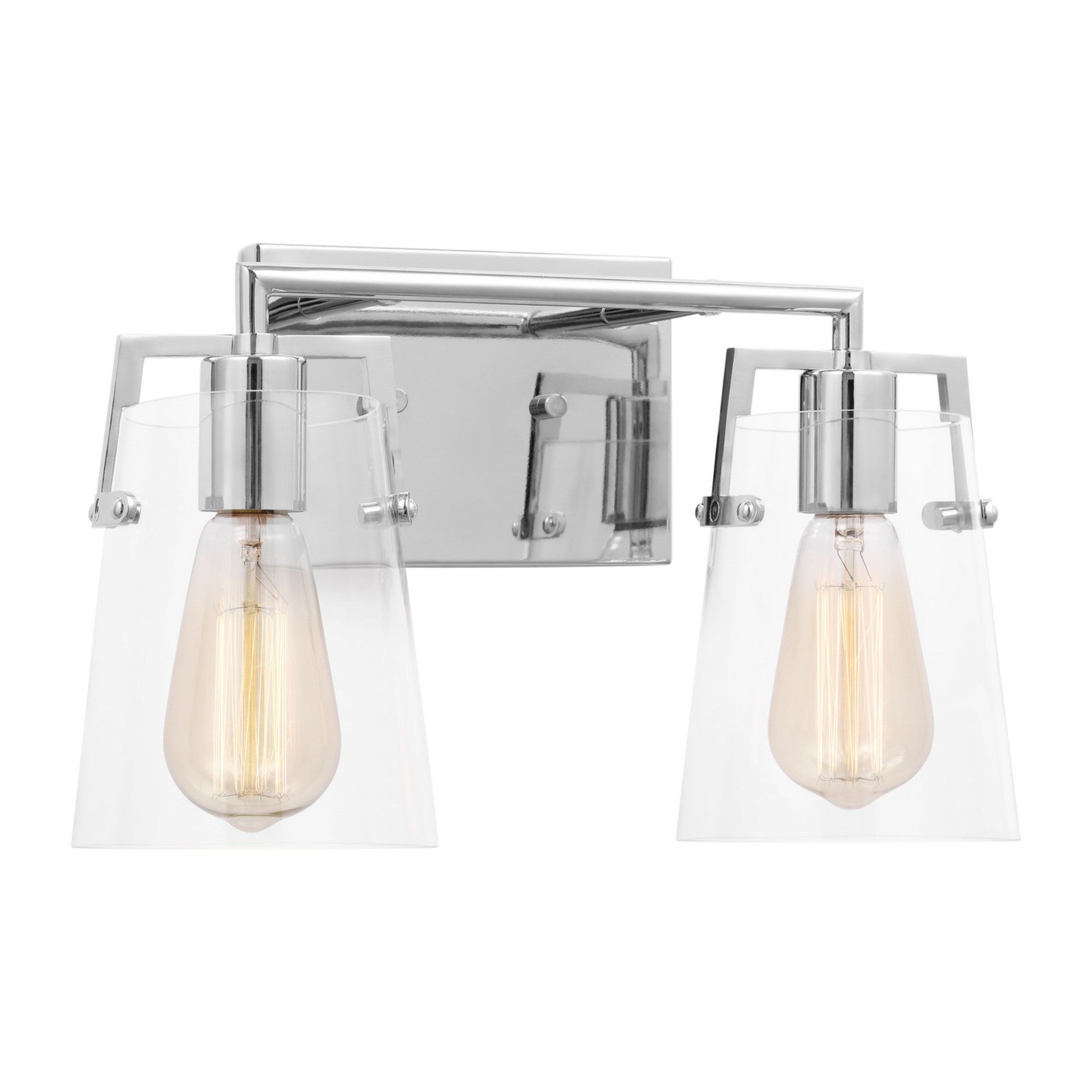 Crofton 15" 2-Light Bathroom Vanity, Chrome Finish with Clear Glass