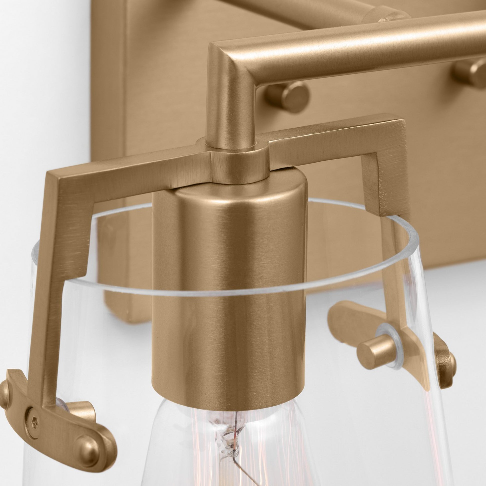 Crofton 15" 2-Light Bathroom Vanity, Satin Brass Finish with Clear Glass - Bees Lighting
