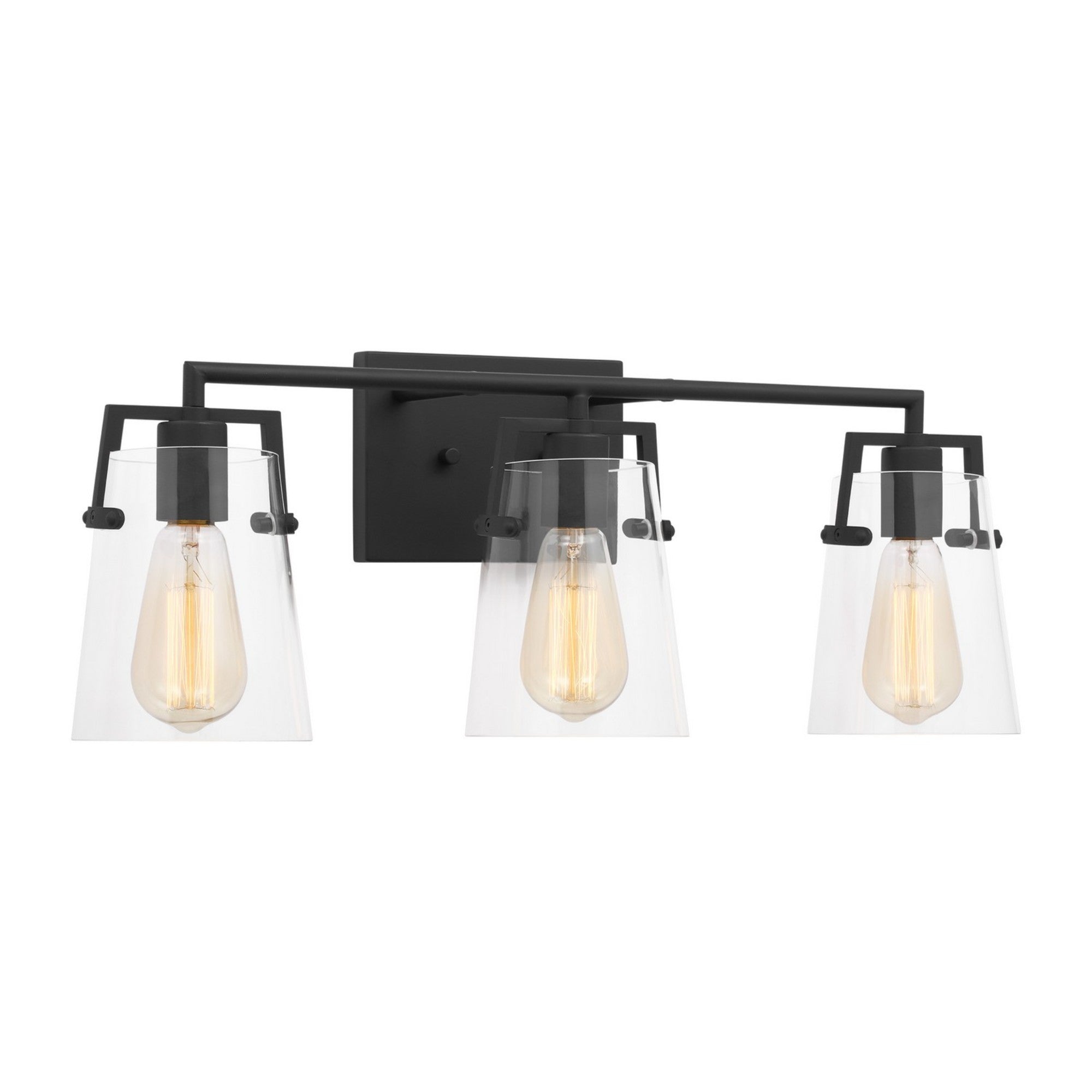Crofton 24" 3-Light Bathroom Vanity, Midnight Black Finish with Clear Glass - Bees Lighting
