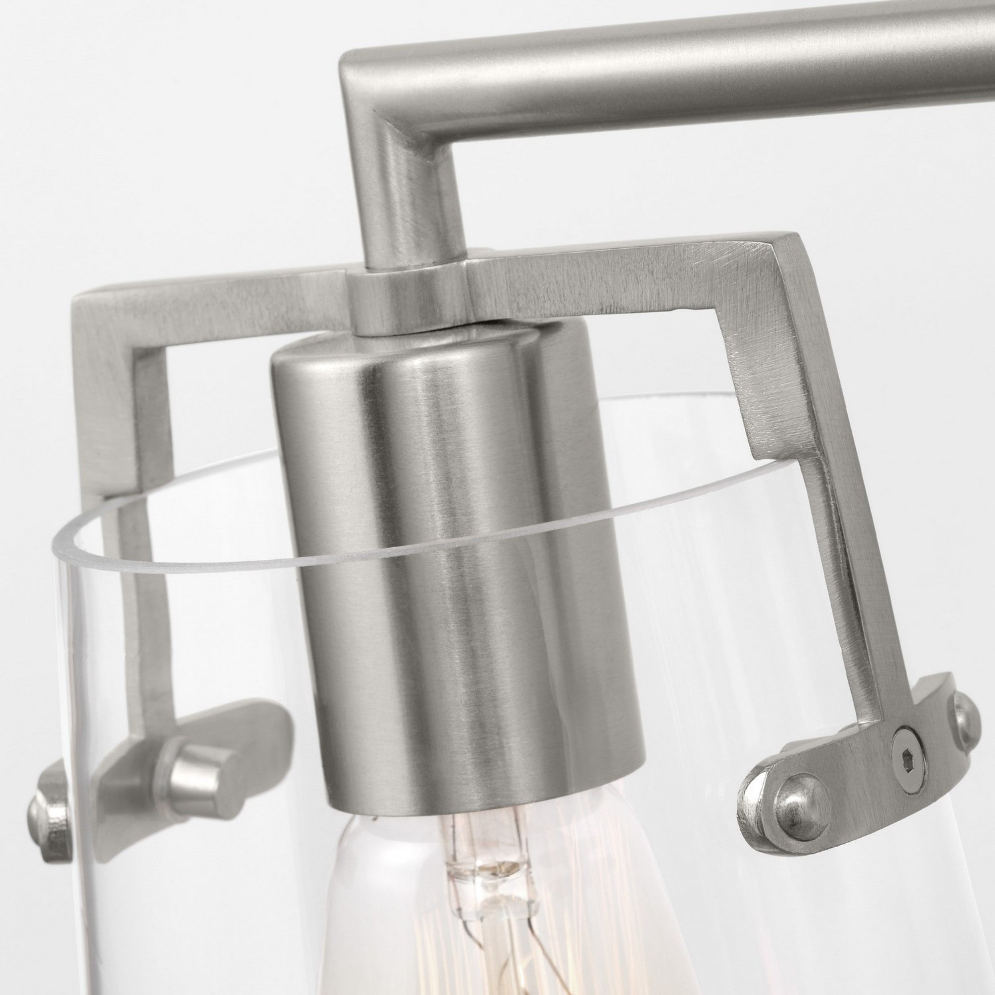 Crofton 33" 4-Light Bathroom Vanity, Brushed Steel Finish with Clear Glass - Bees Lighting